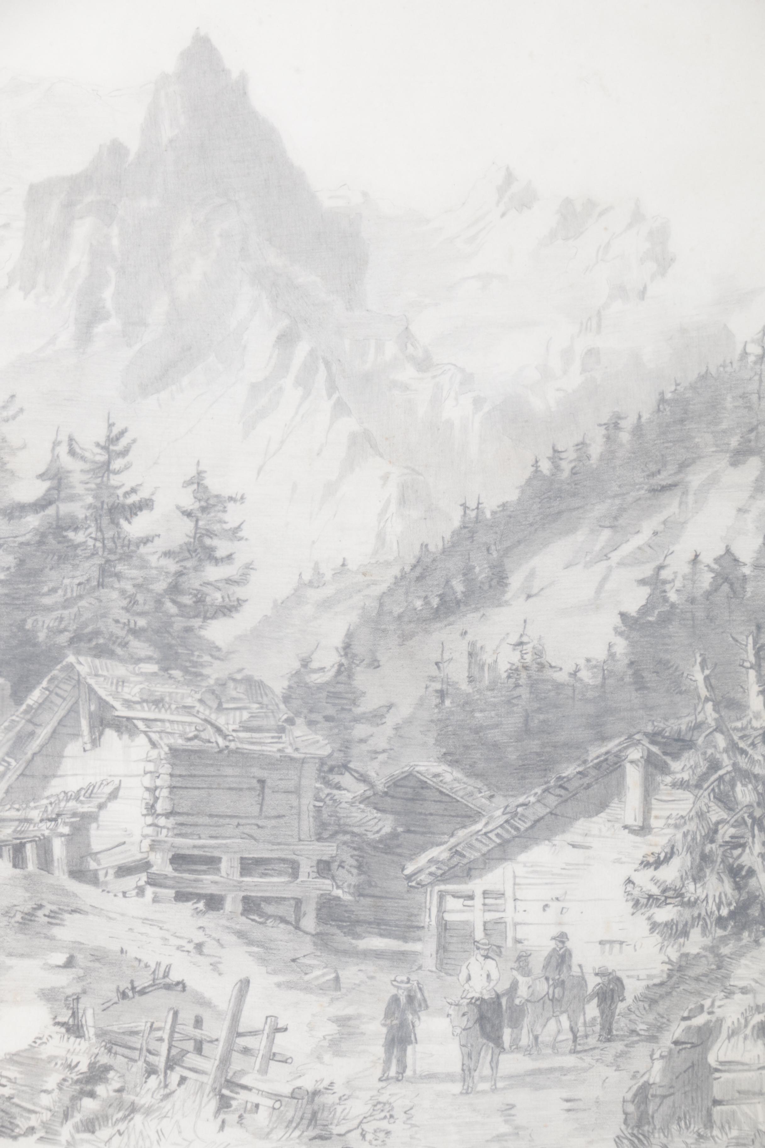 Graphite Drawing on Paper "The Wetterhorn"