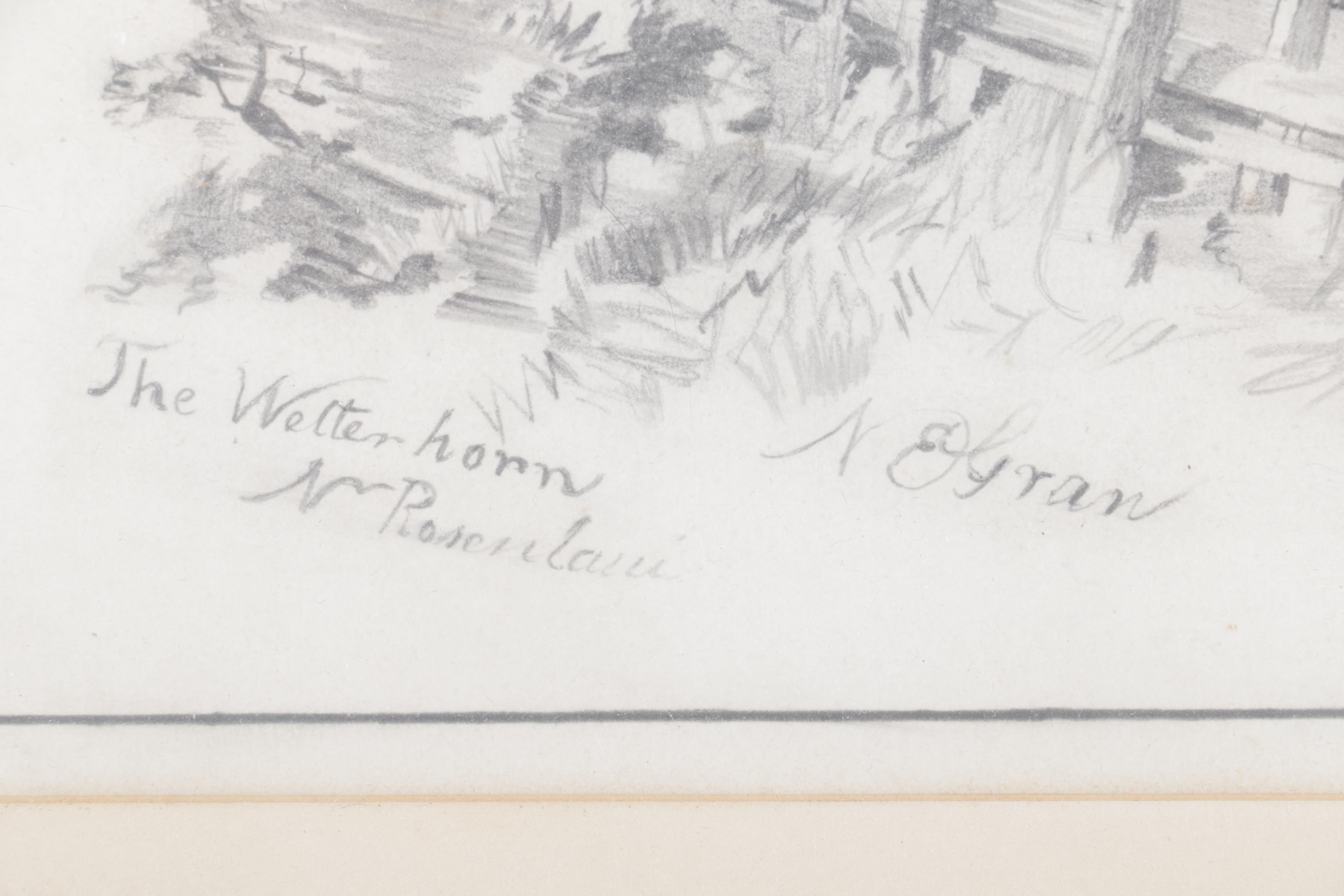 Graphite Drawing on Paper "The Wetterhorn"