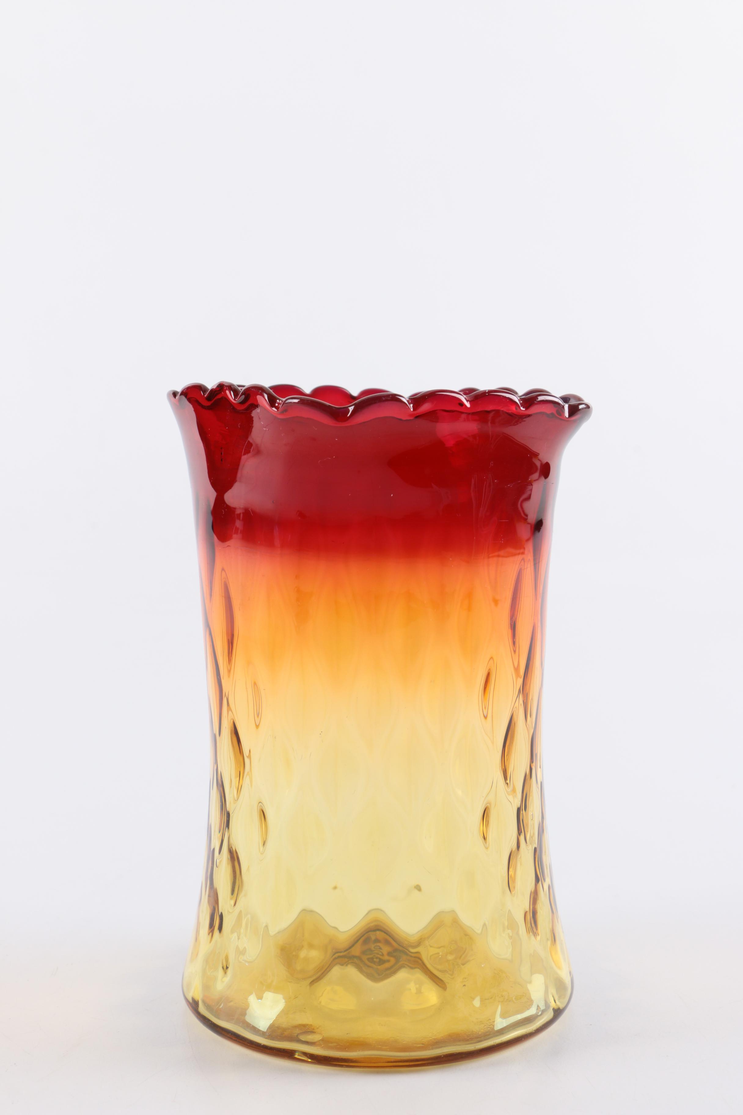 Antique Amberina Glass Tumblers and Vase