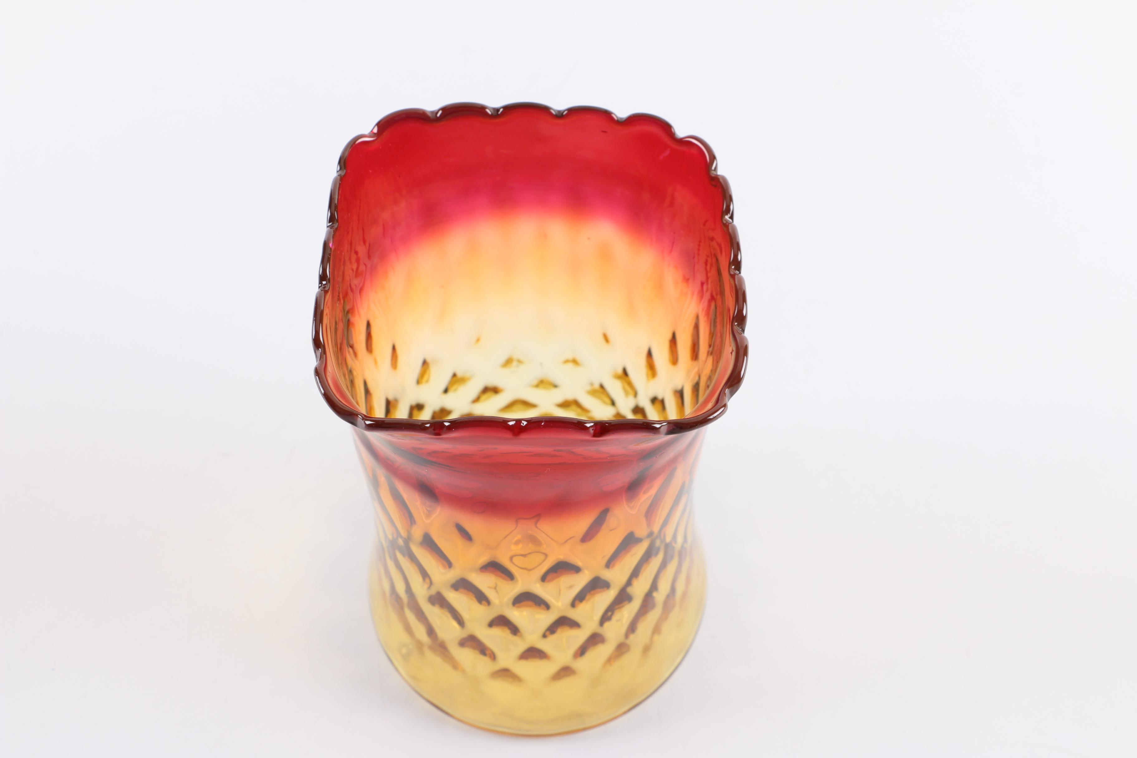 Antique Amberina Glass Tumblers and Vase