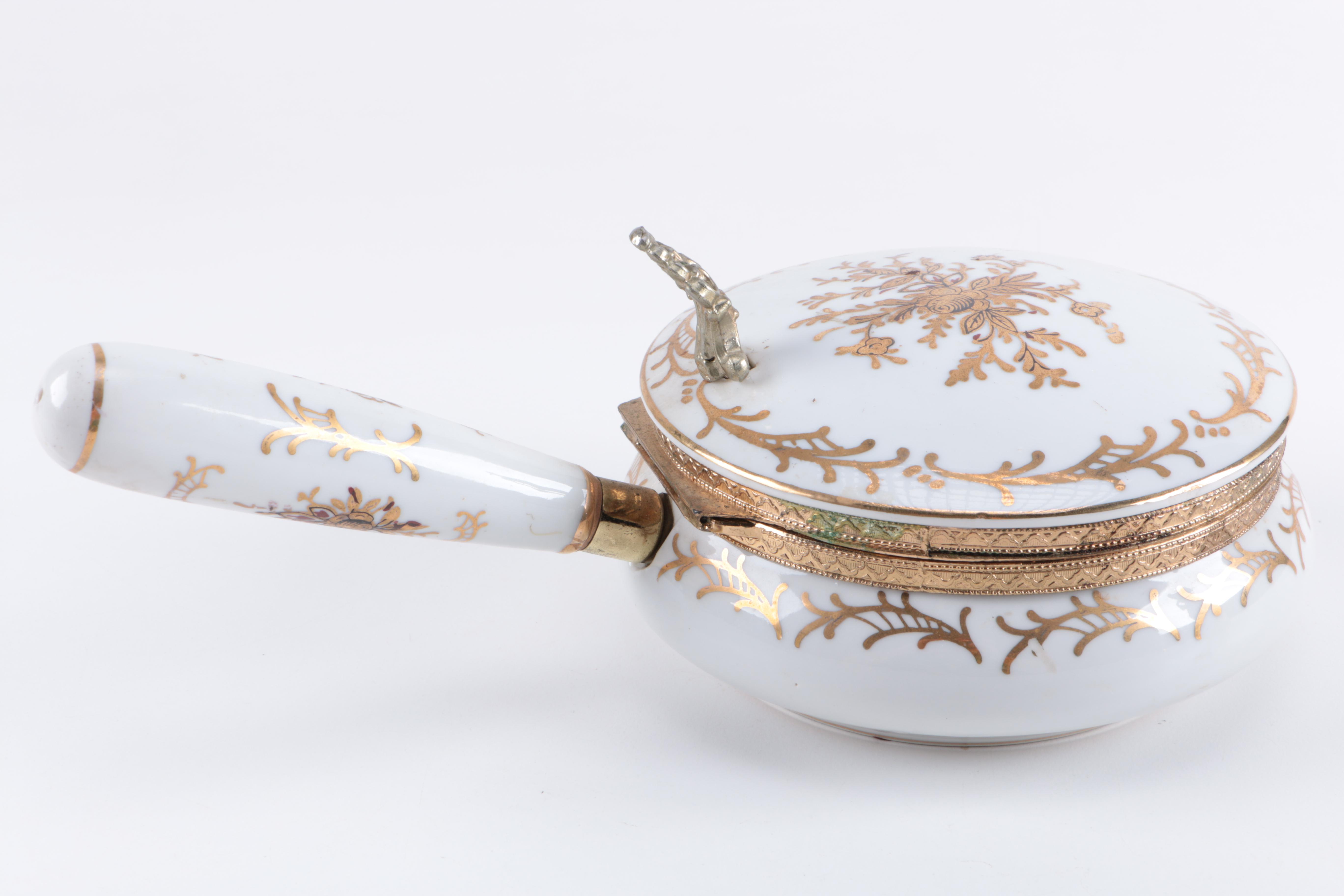 Assortment of Porcelain and Silver Plate Decor Including Barbour Silver