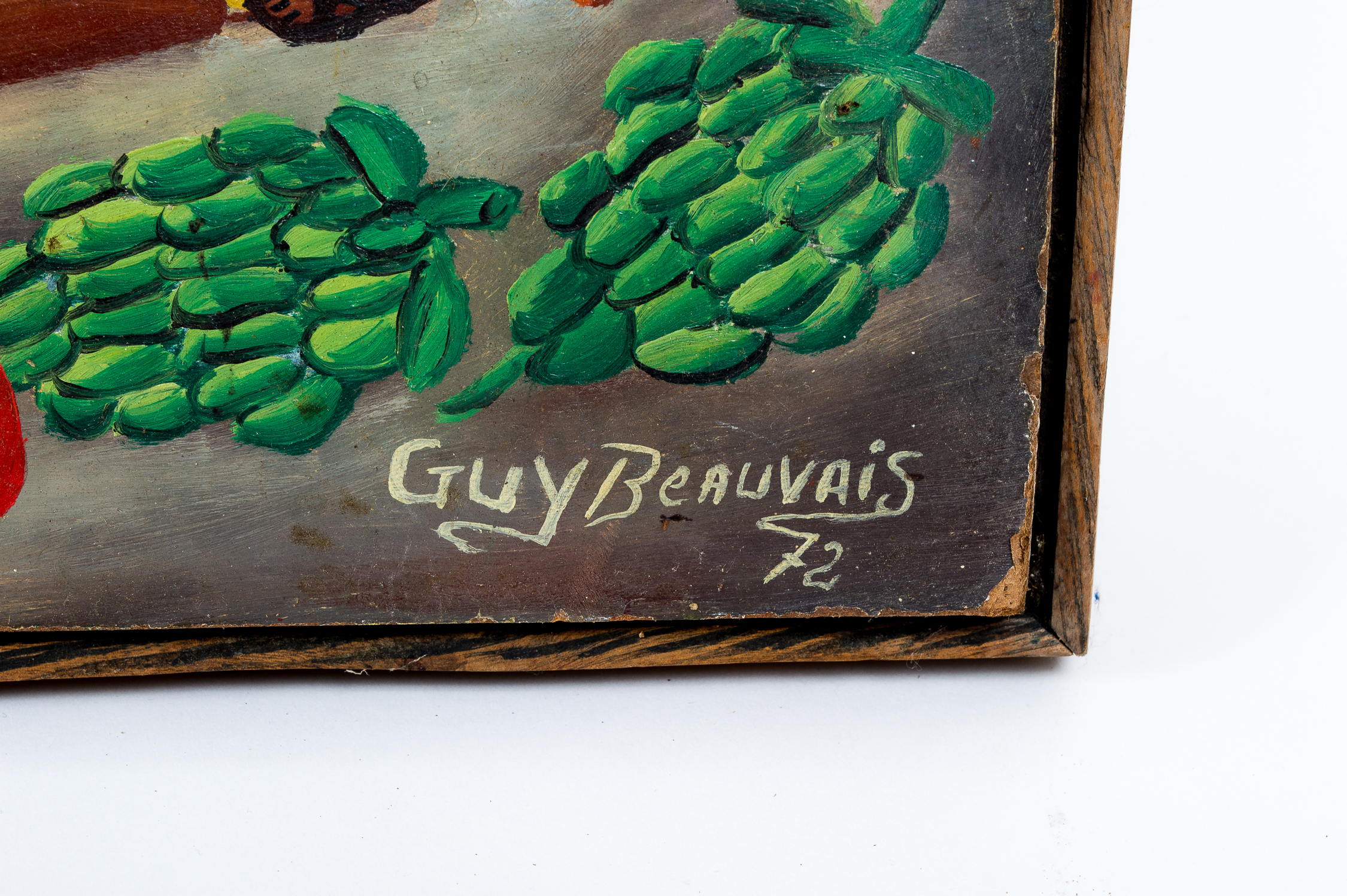 Guy Beauvais 1972 Acrylic Folk Art Painting "Haitian Marketplace"