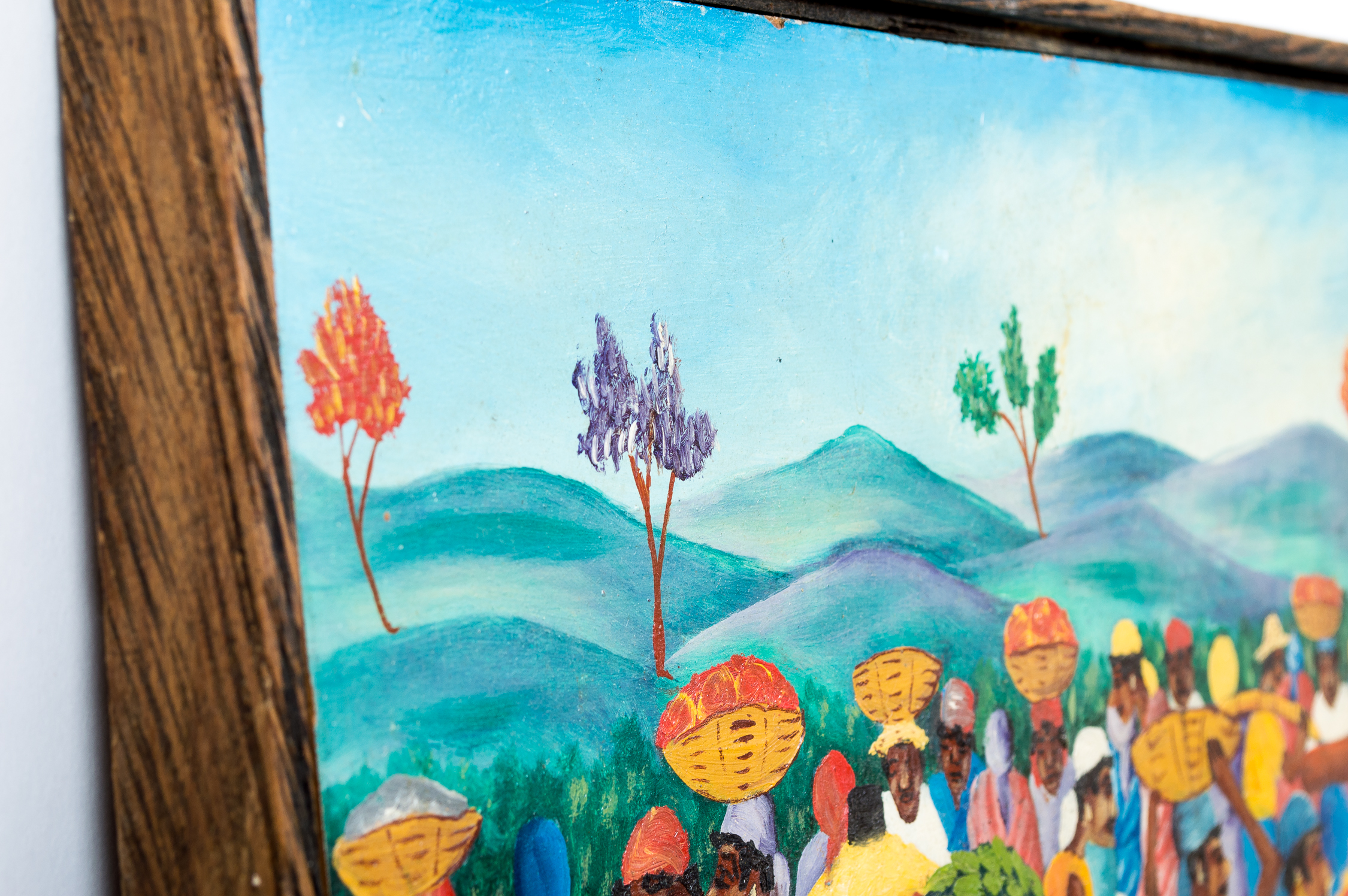 Guy Beauvais 1972 Acrylic Folk Art Painting "Haitian Marketplace"