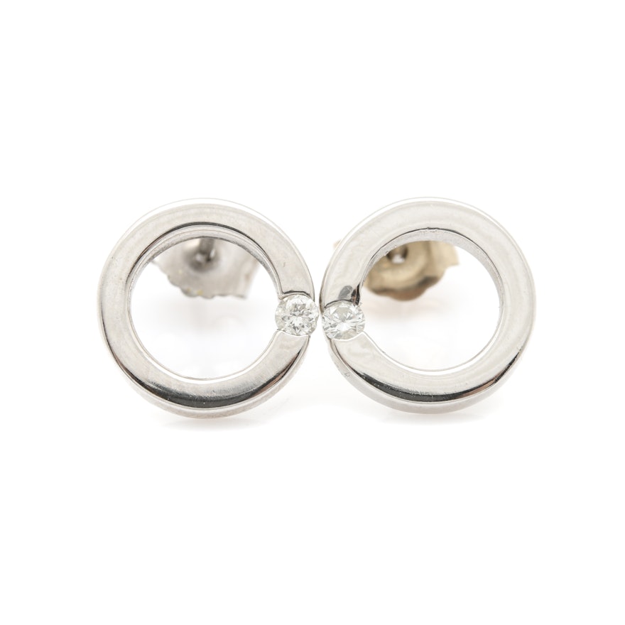 14K White Gold Diamond Earrings