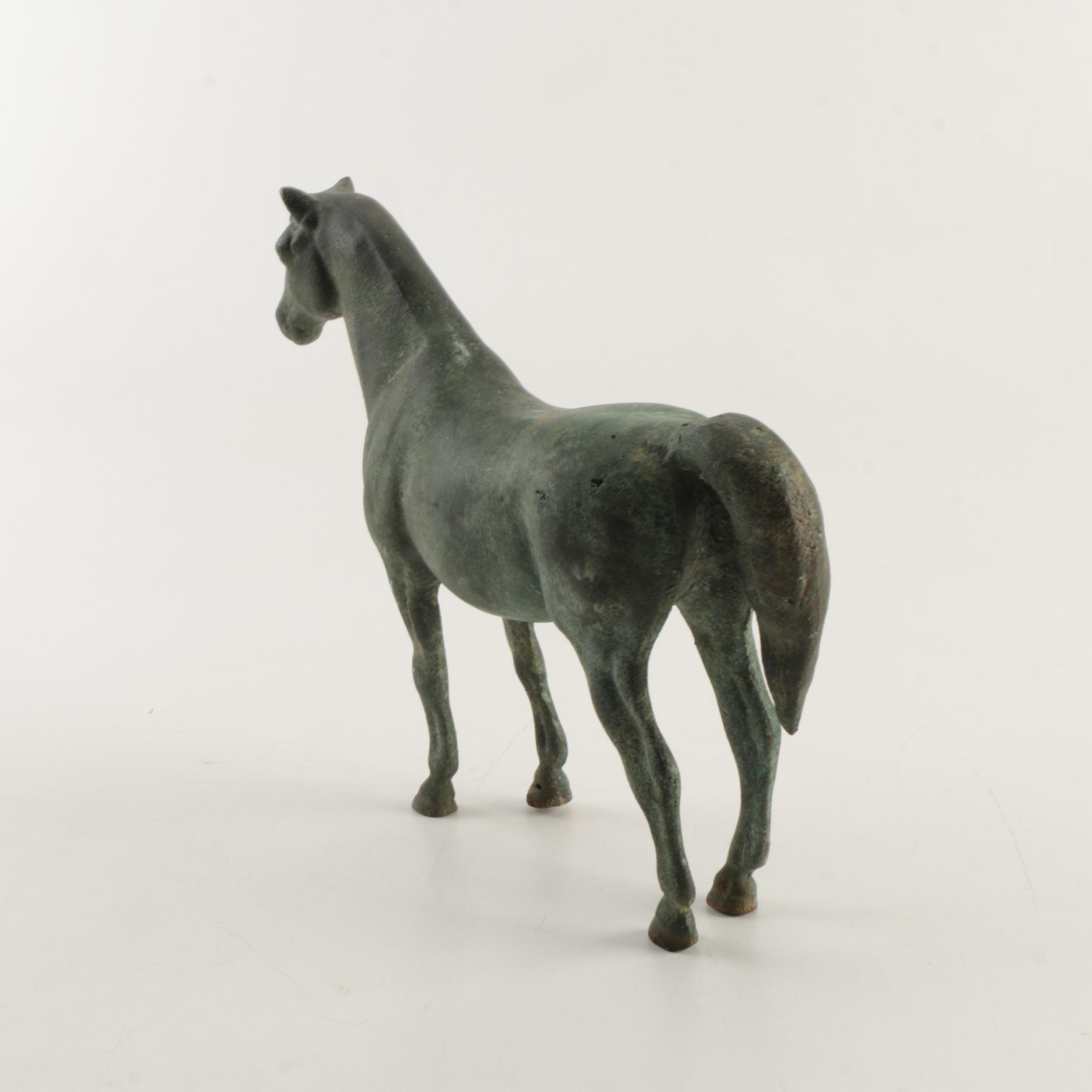 Bronze Tone Metal Horse Figurine