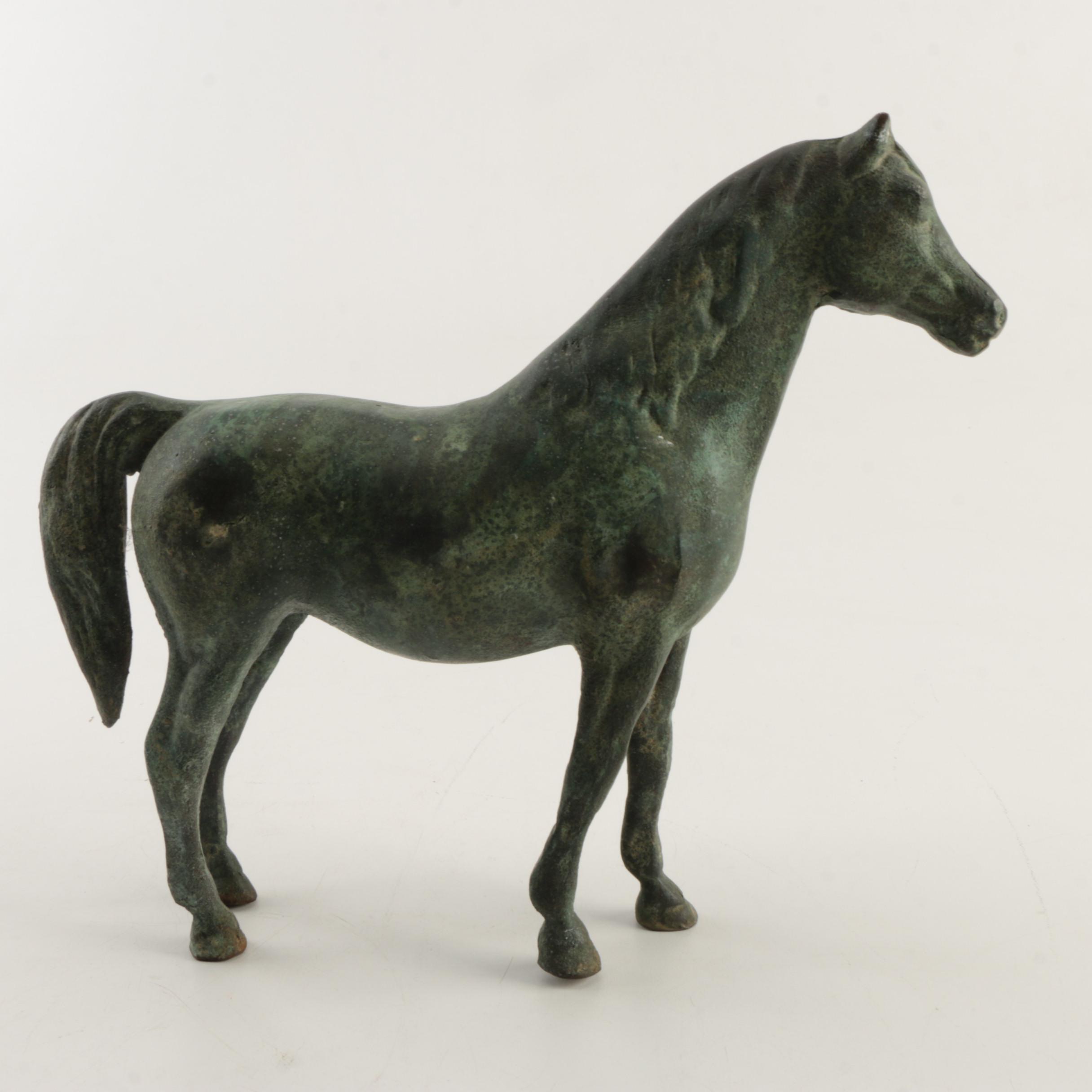 Bronze Tone Metal Horse Figurine