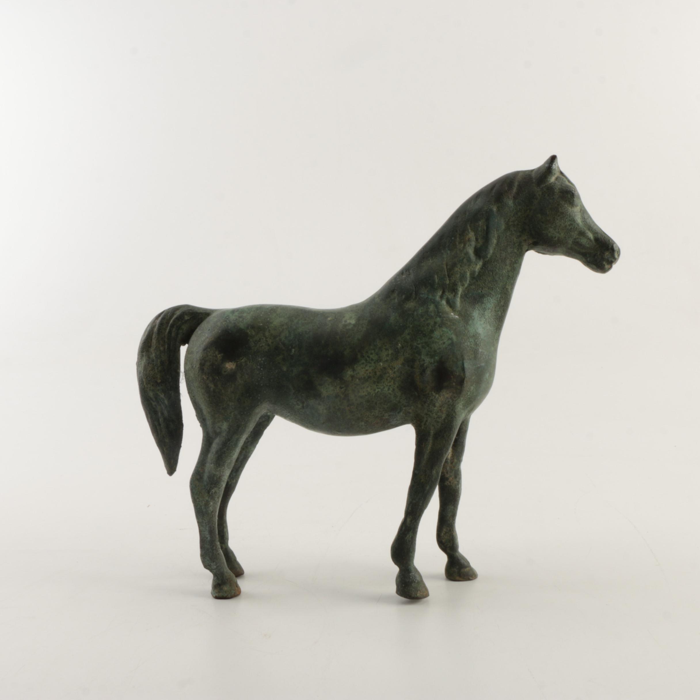Bronze Tone Metal Horse Figurine