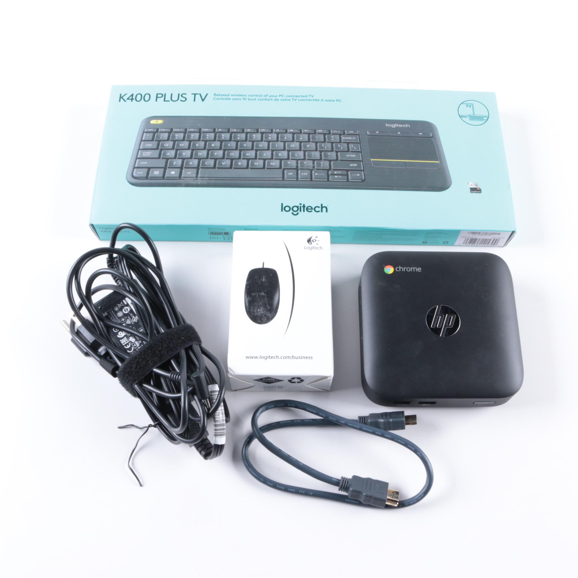 HP Chromebox Destop with Logitech Keyboard and Mouse
