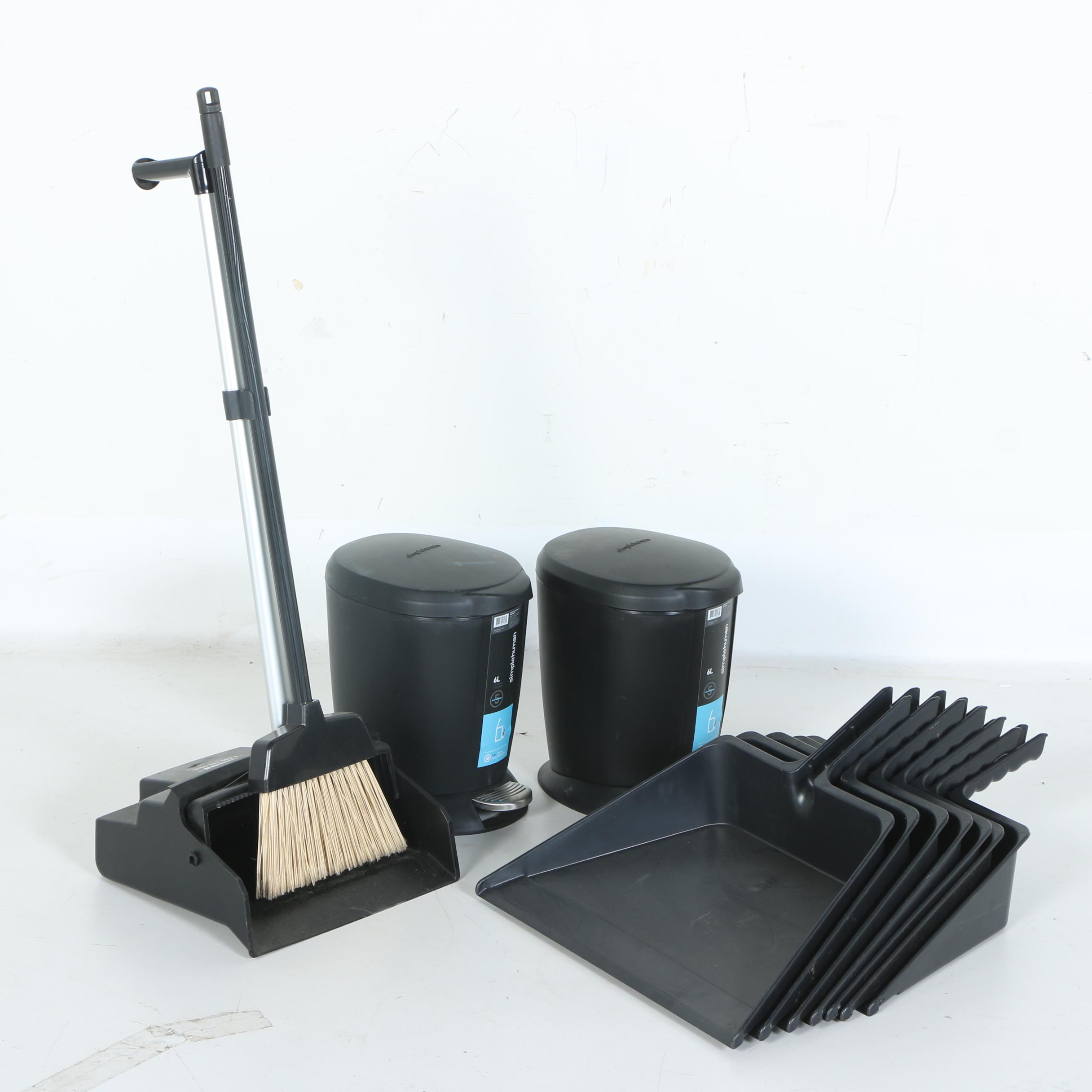 Simplehuman Trash Cans with Dust Pans and Broom
