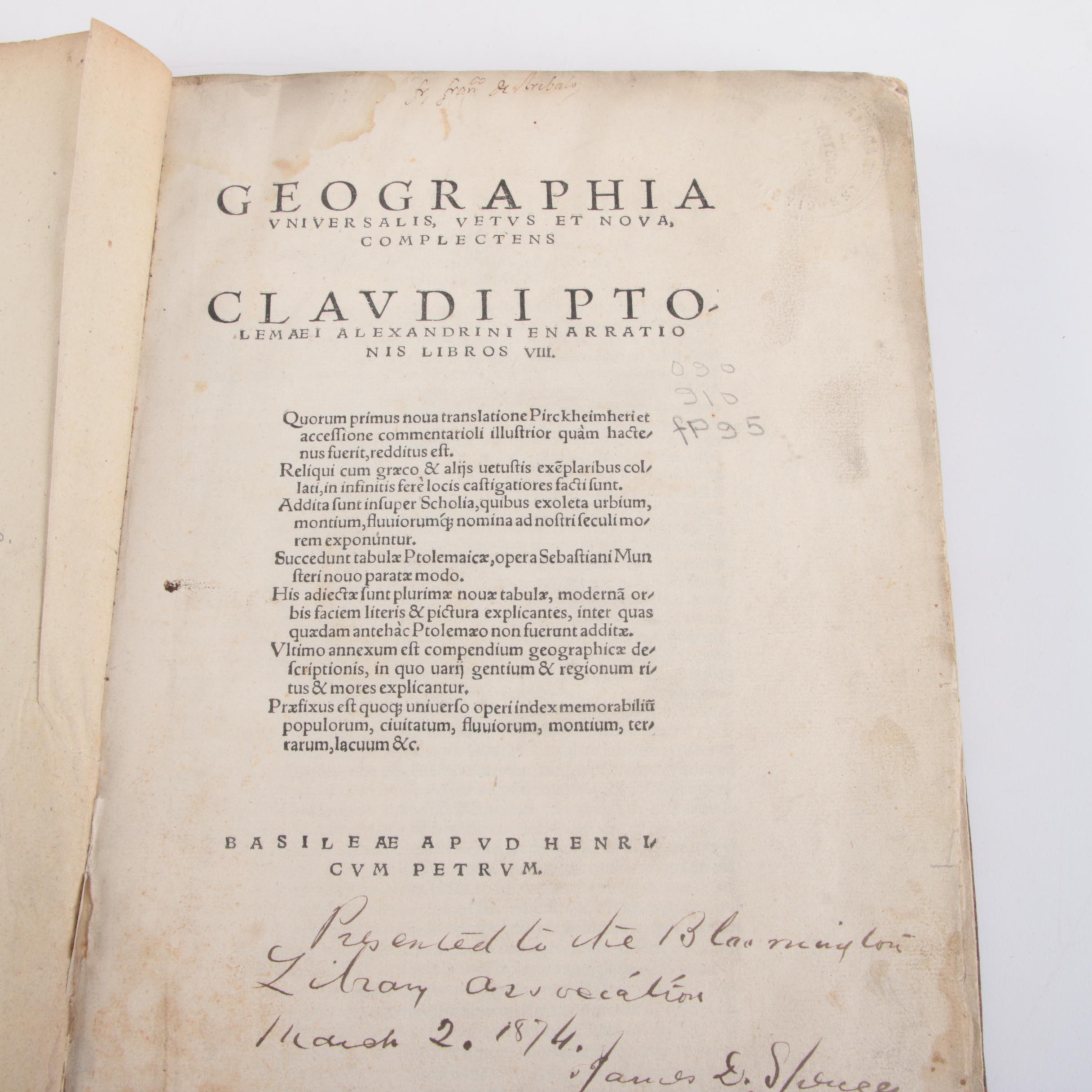 1542 Ptolemy "Geographia Universalis" Second Edition Edited by Sebastian Münster