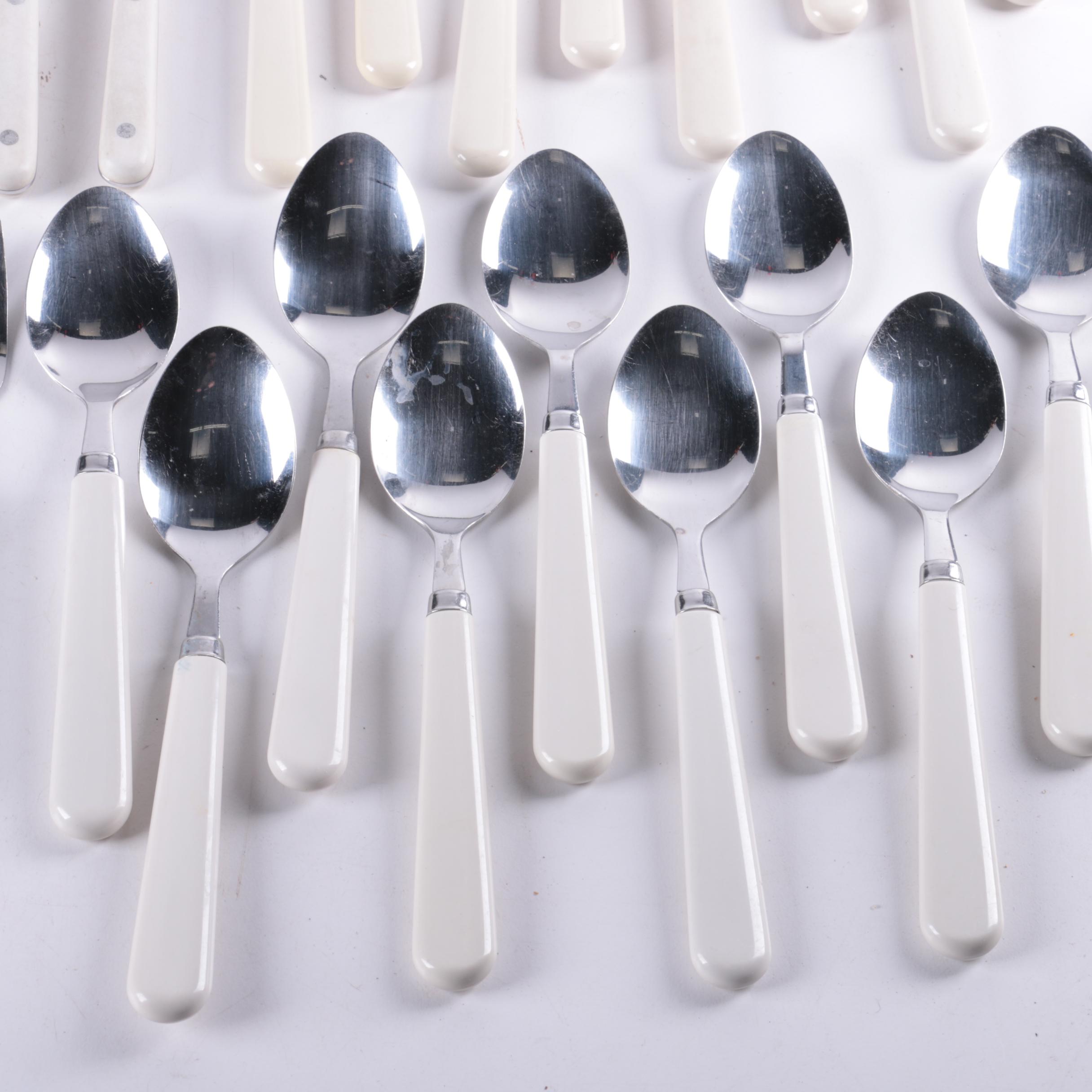 White Plastic Handled Stainless Flatware