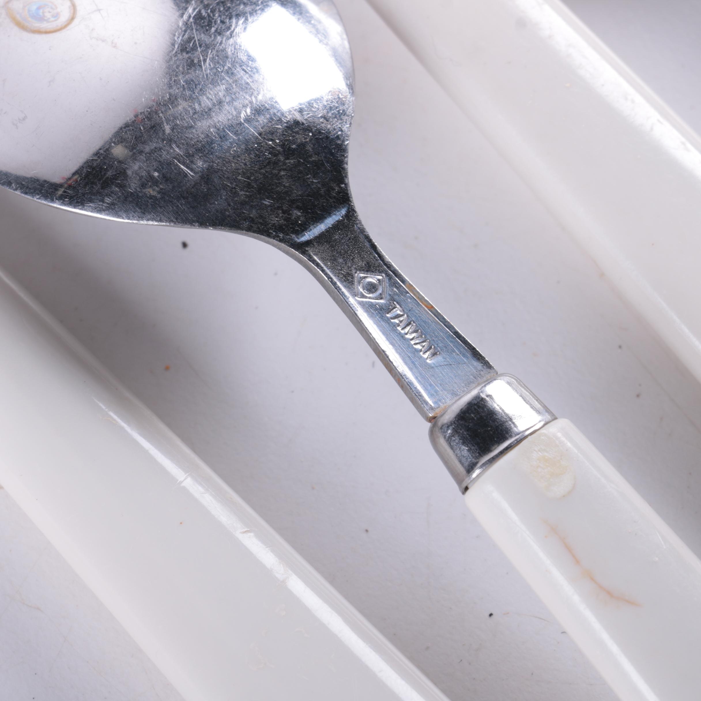 White Plastic Handled Stainless Flatware