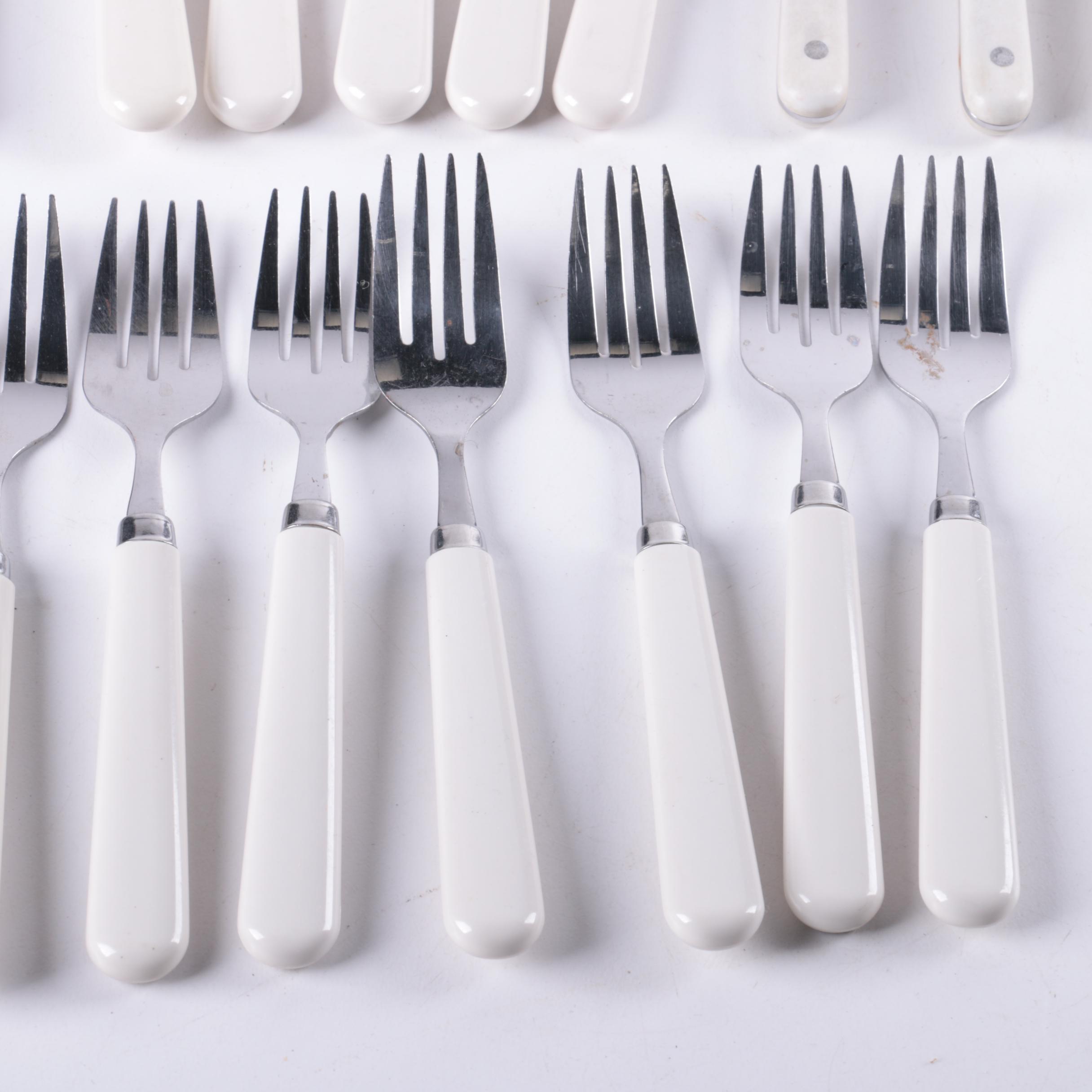 White Plastic Handled Stainless Flatware