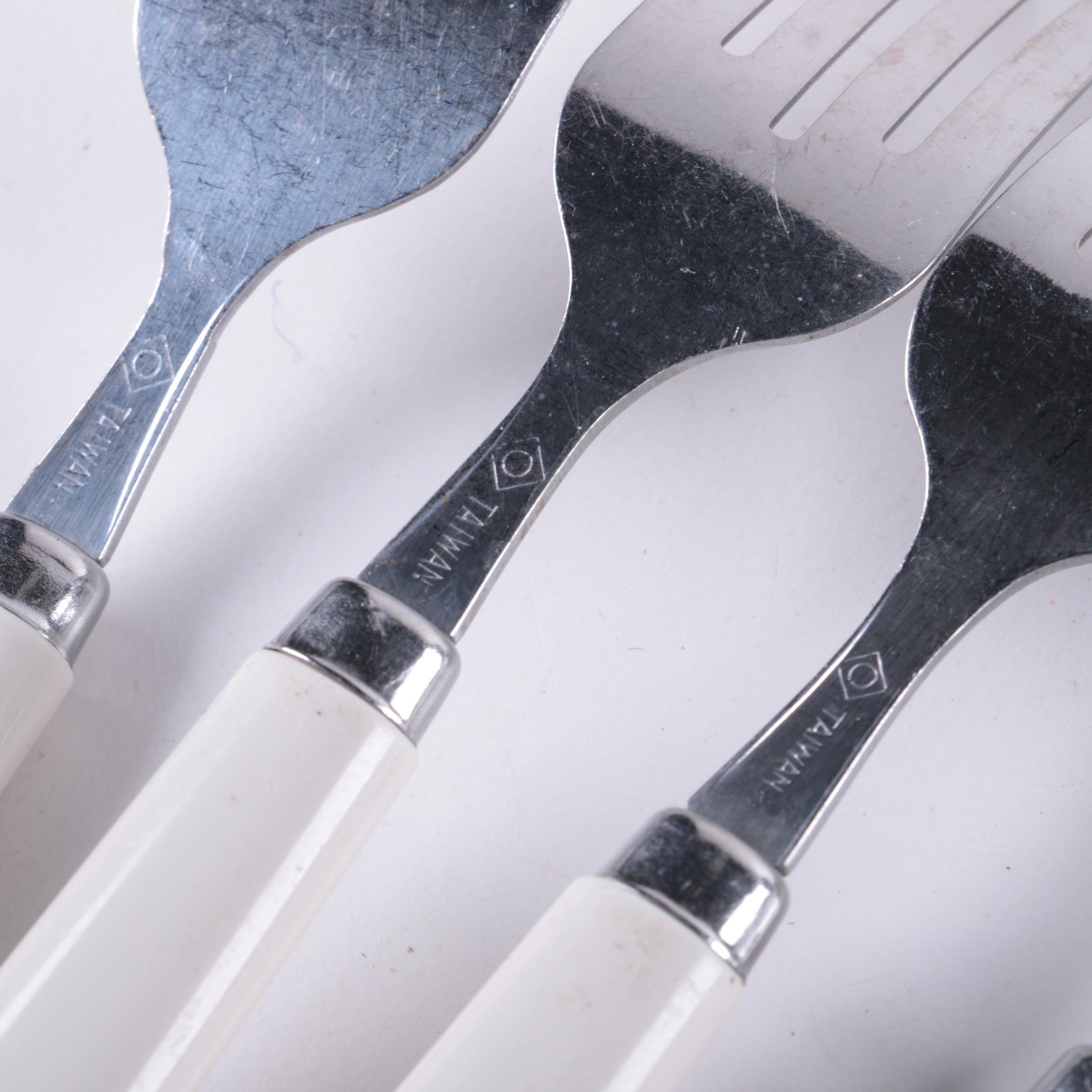 White Plastic Handled Stainless Flatware