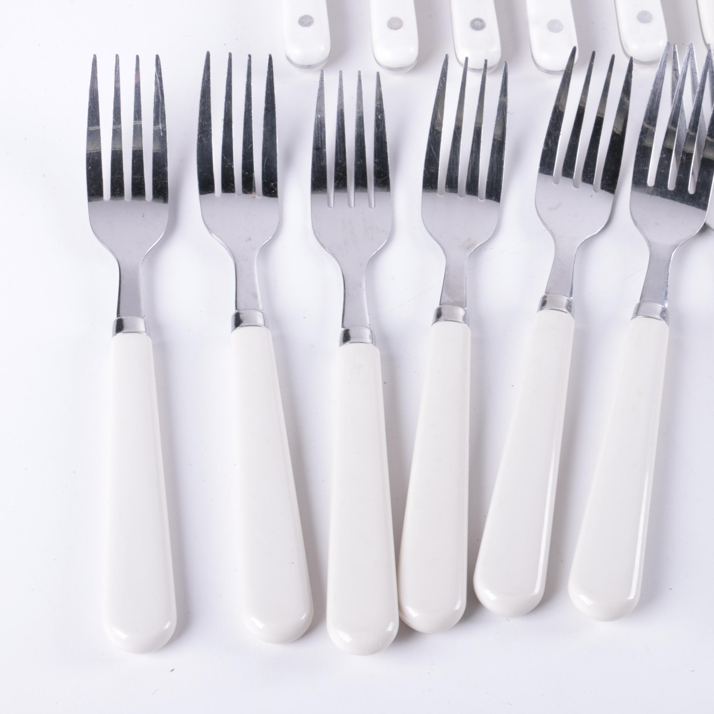 White Plastic Handled Stainless Flatware