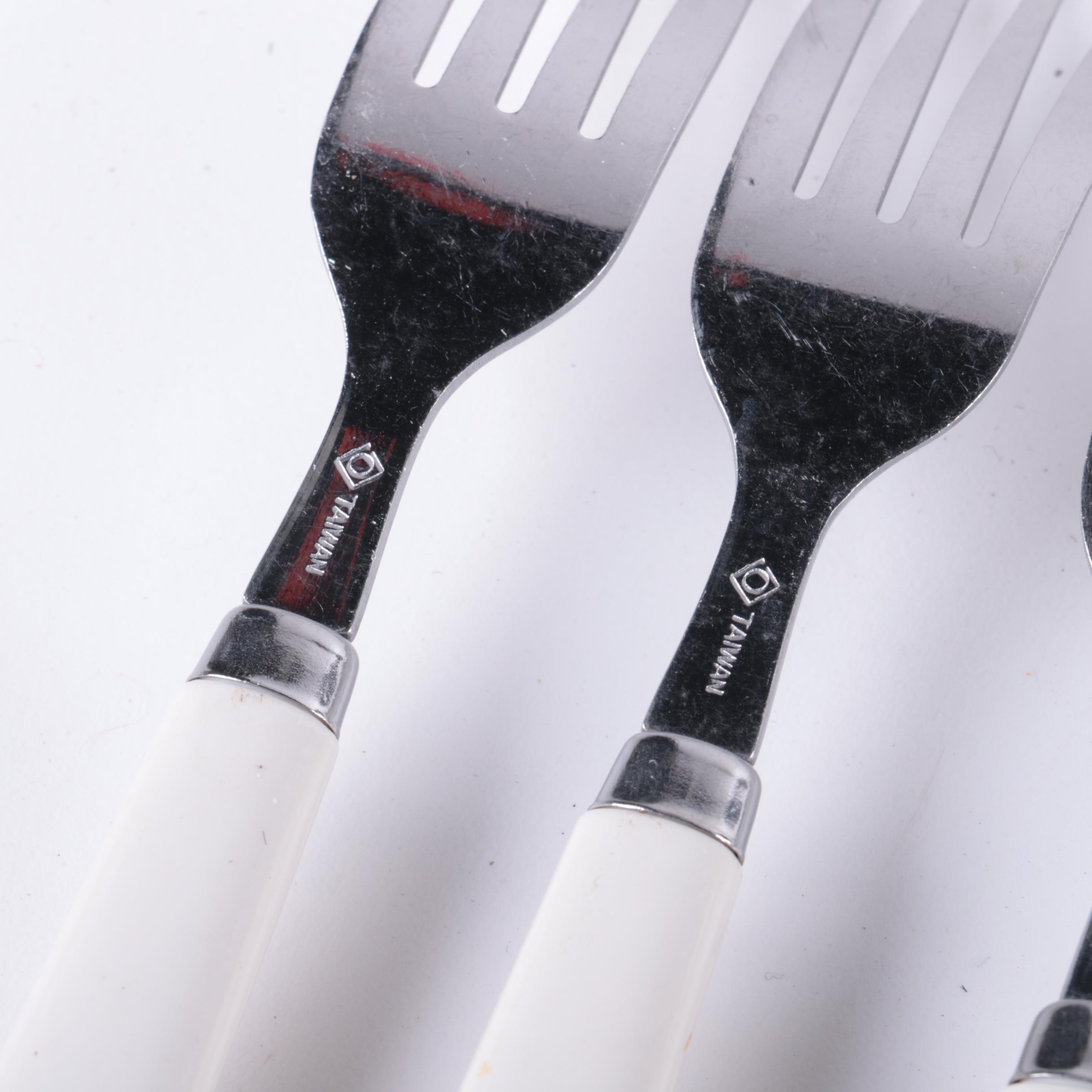White Plastic Handled Stainless Flatware