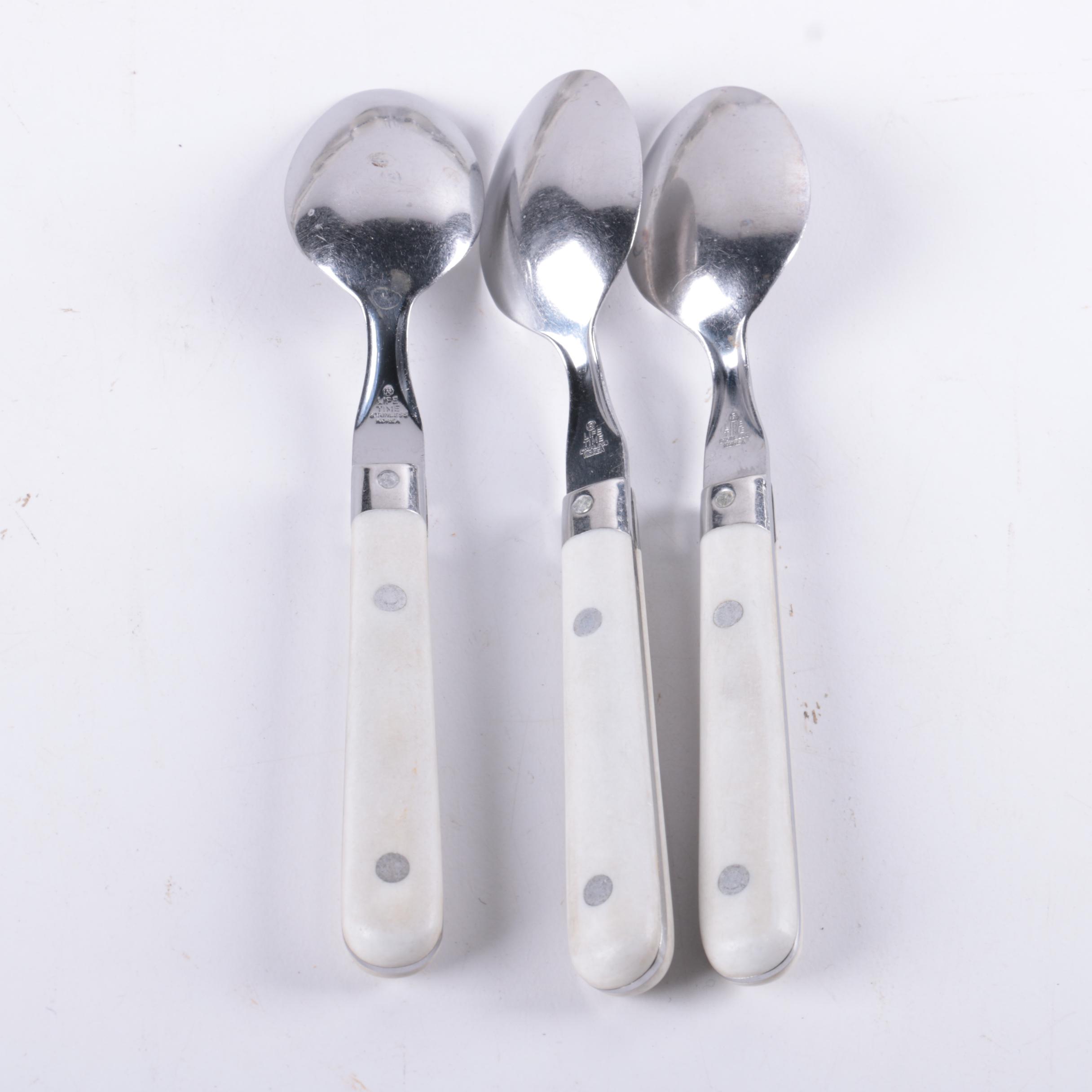 White Plastic Handled Stainless Flatware