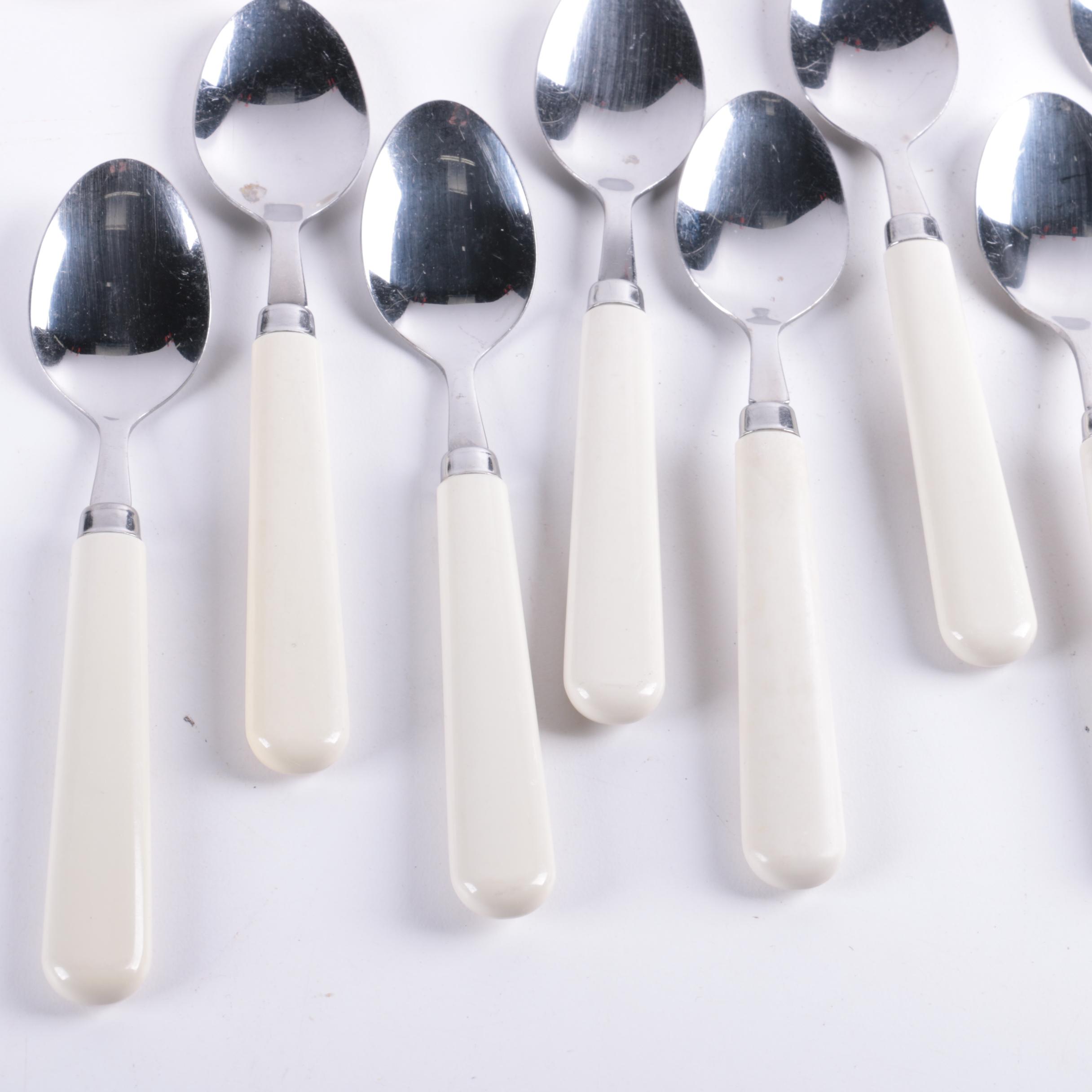 White Plastic Handled Stainless Flatware