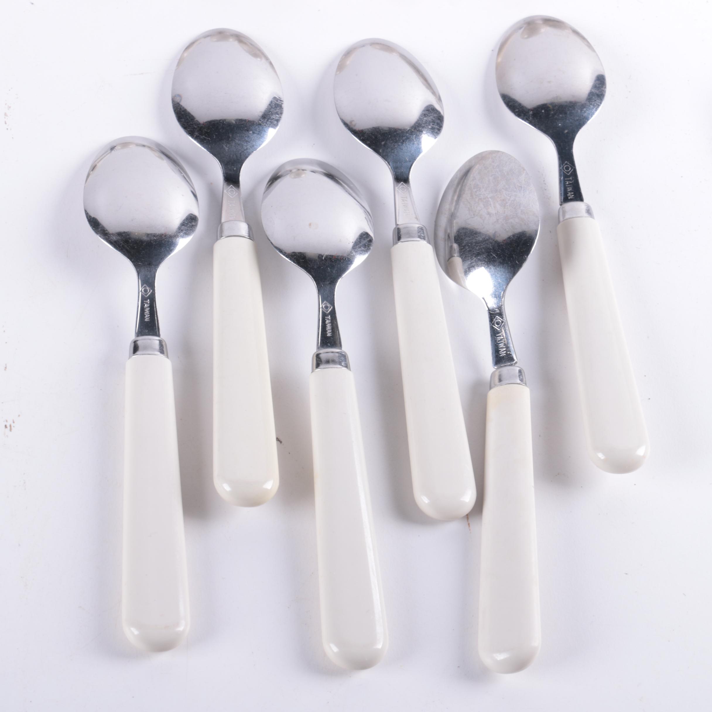 White Plastic Handled Stainless Flatware