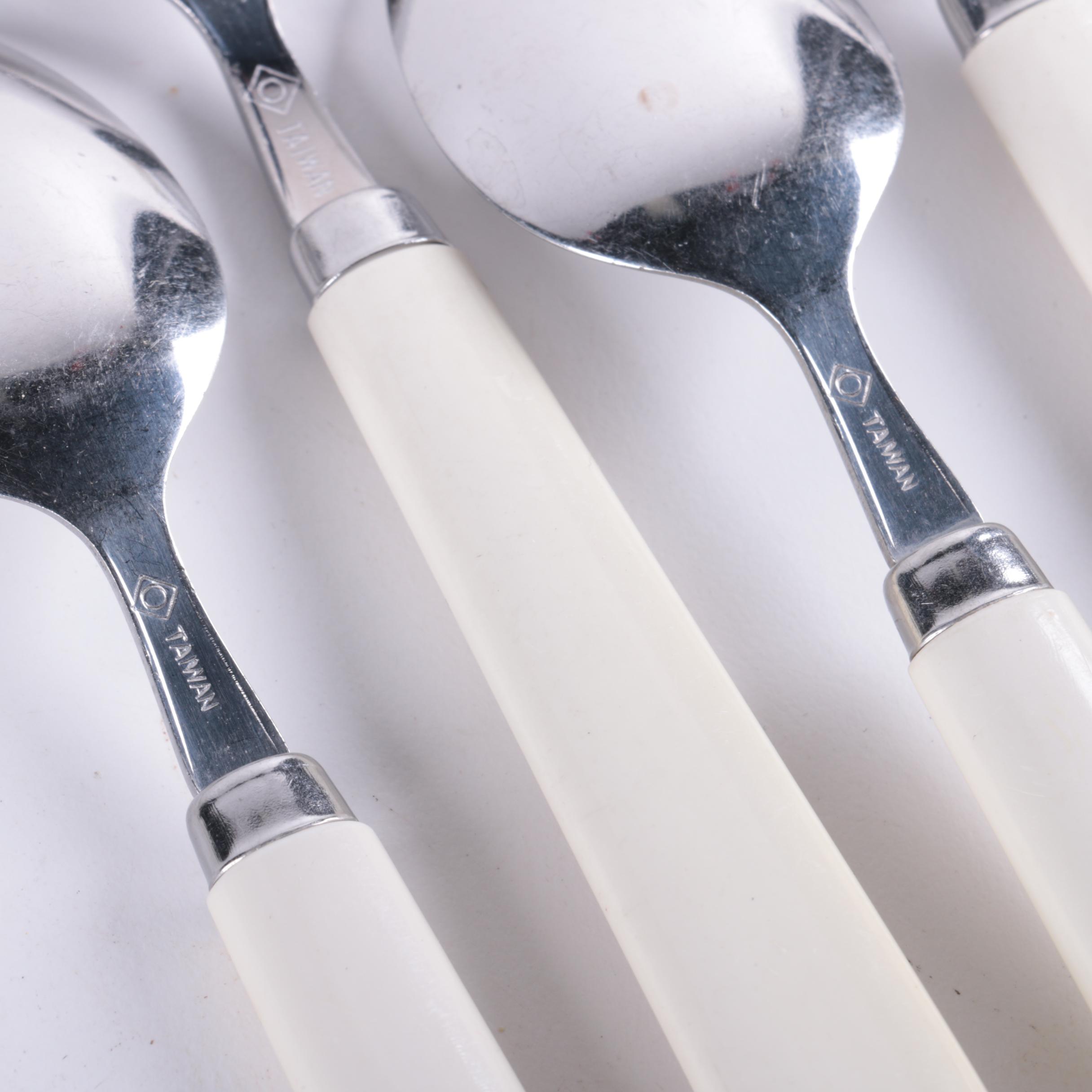 White Plastic Handled Stainless Flatware
