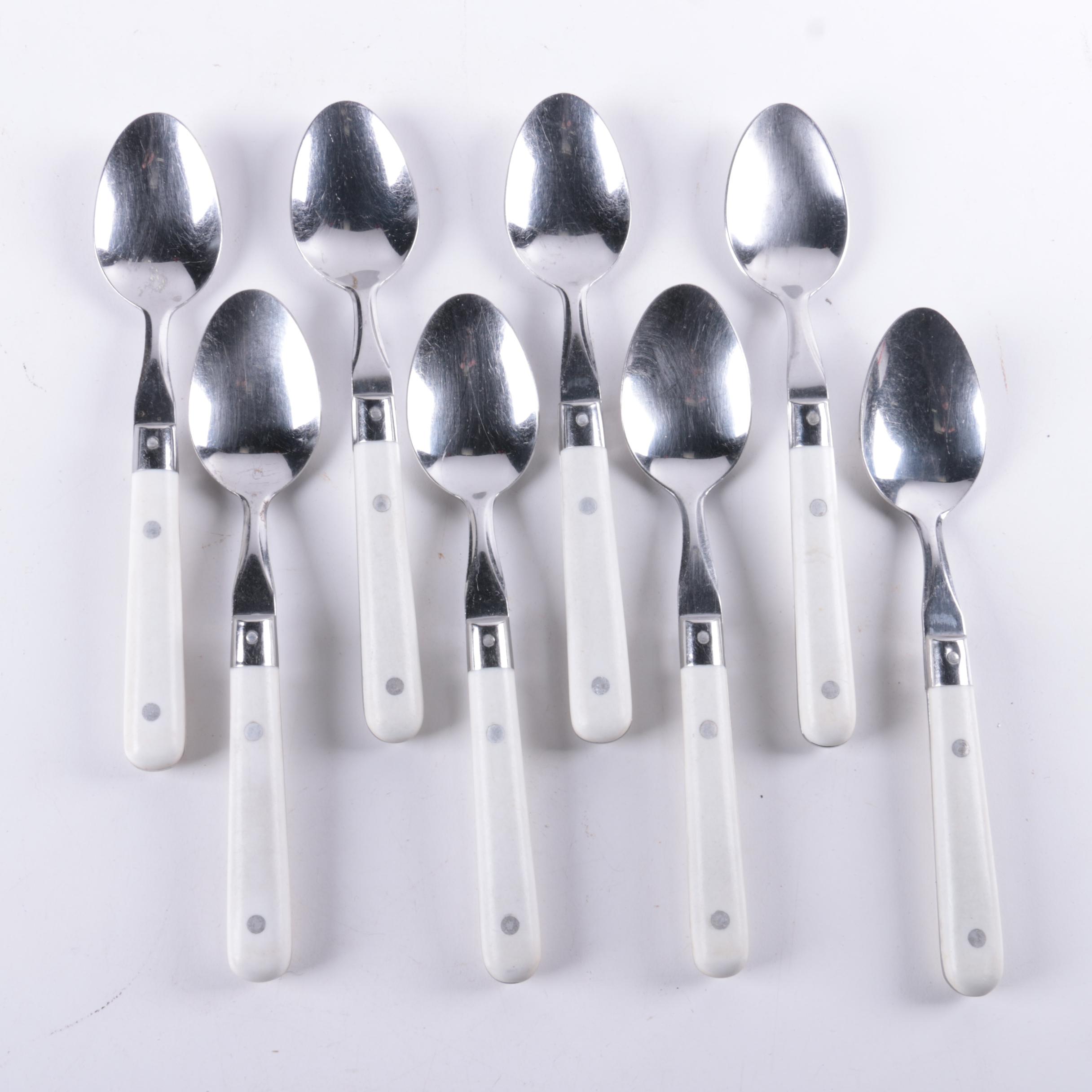 White Plastic Handled Stainless Flatware