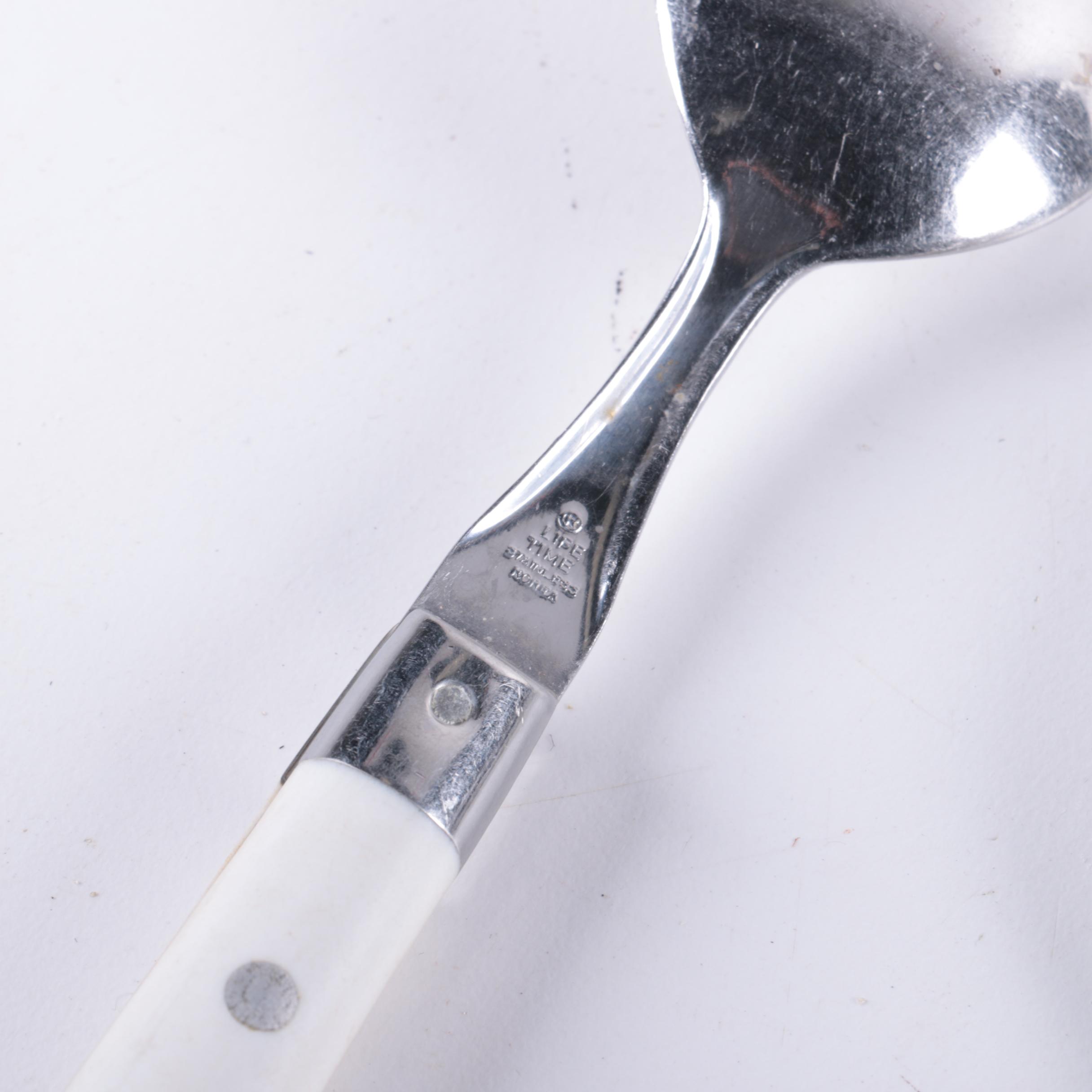 White Plastic Handled Stainless Flatware