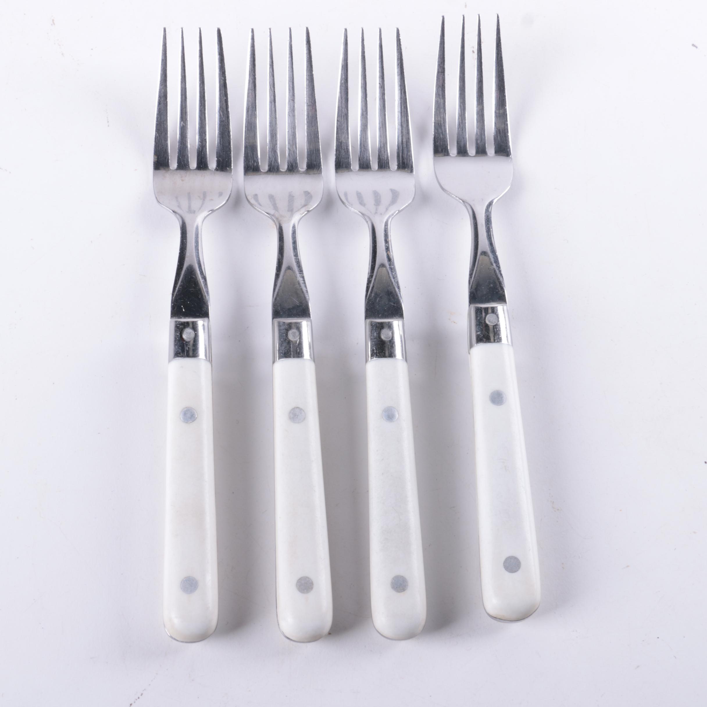 White Plastic Handled Stainless Flatware