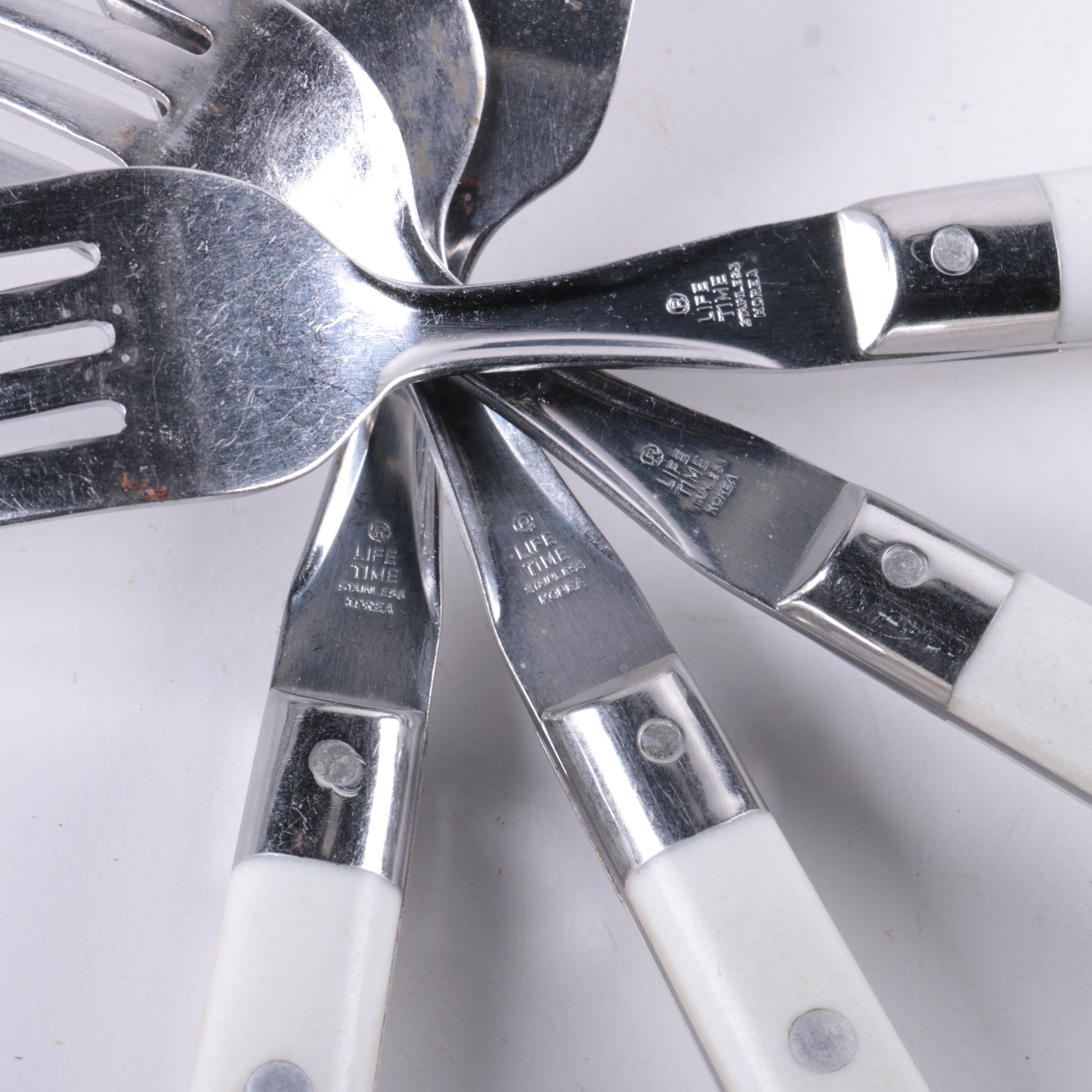 White Plastic Handled Stainless Flatware