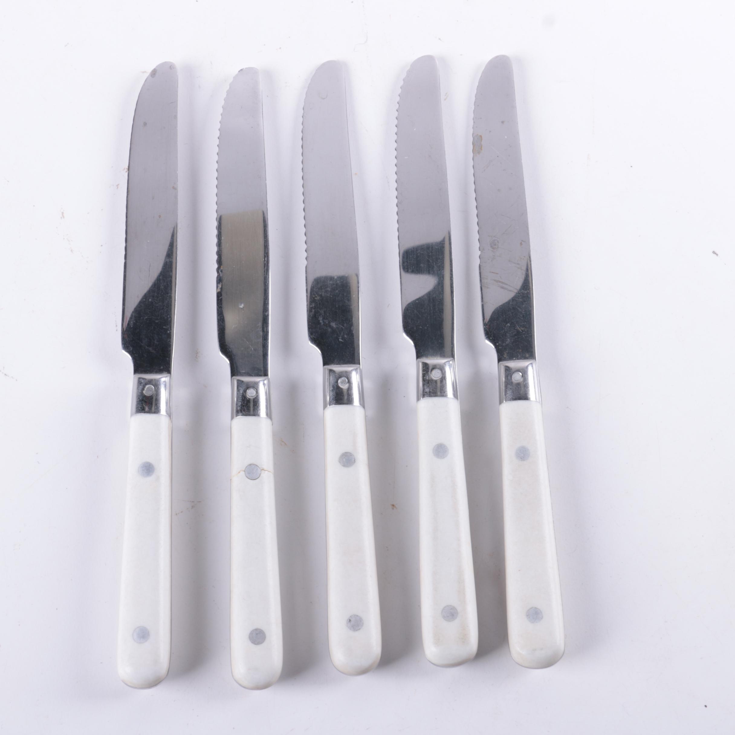 White Plastic Handled Stainless Flatware