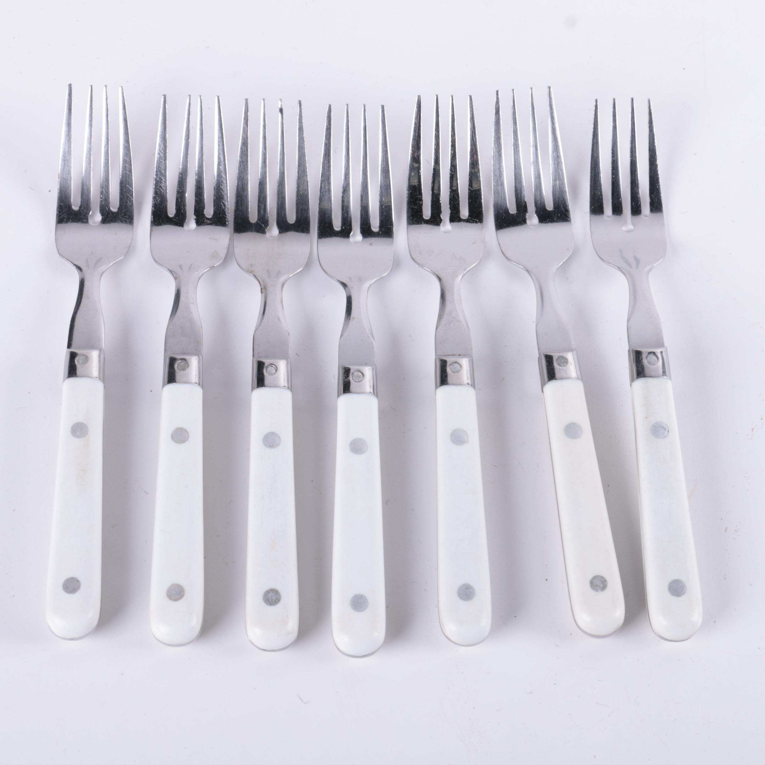 White Plastic Handled Stainless Flatware