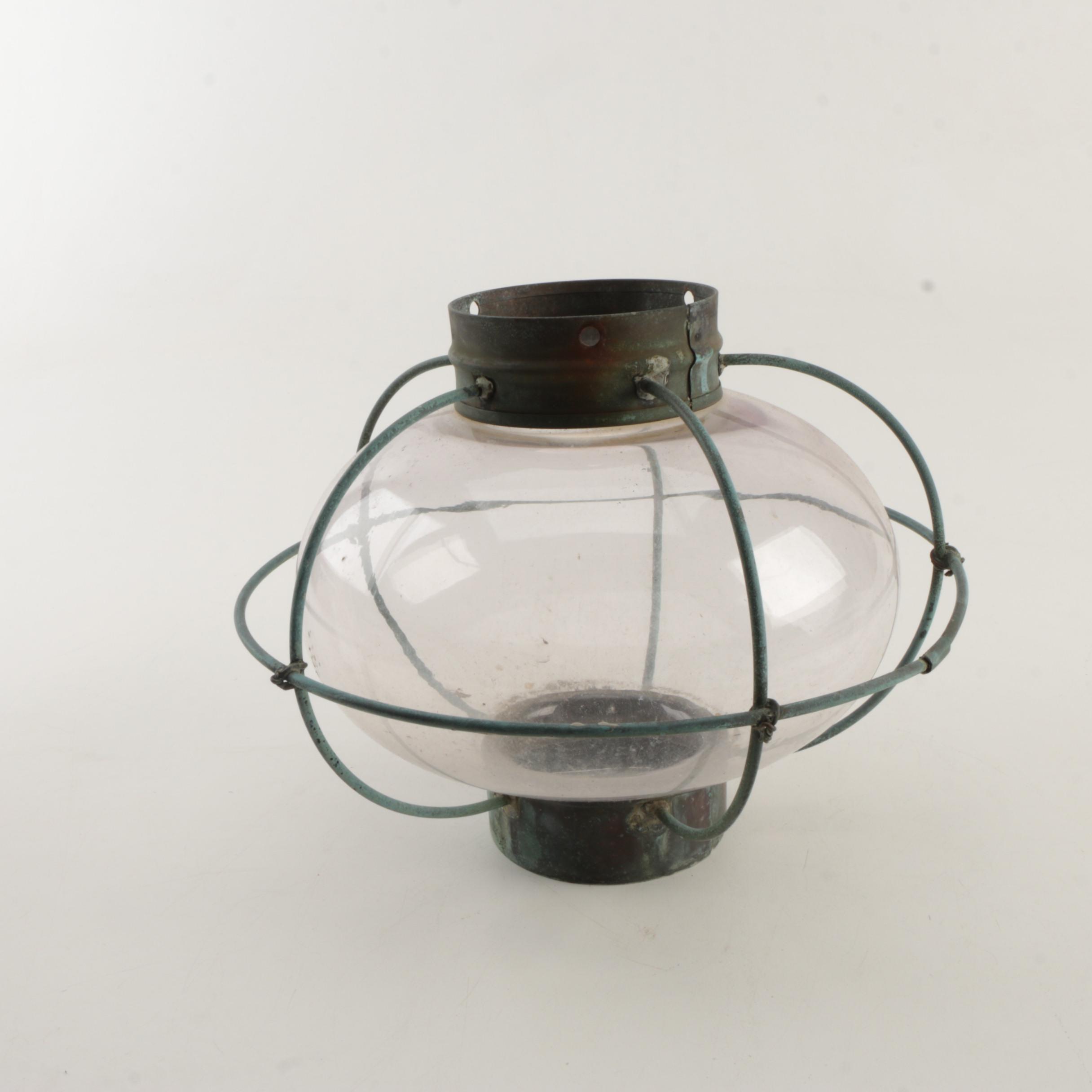Vintage Glass and Copper Onion Lantern Shade