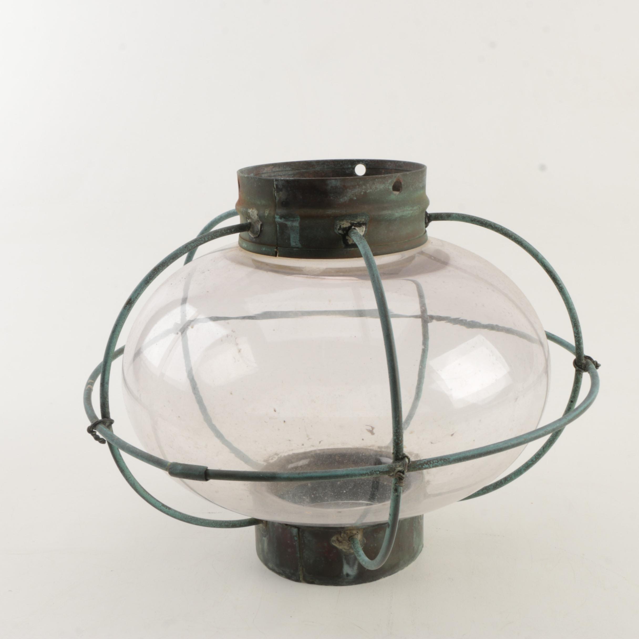 Vintage Glass and Copper Onion Lantern Shade