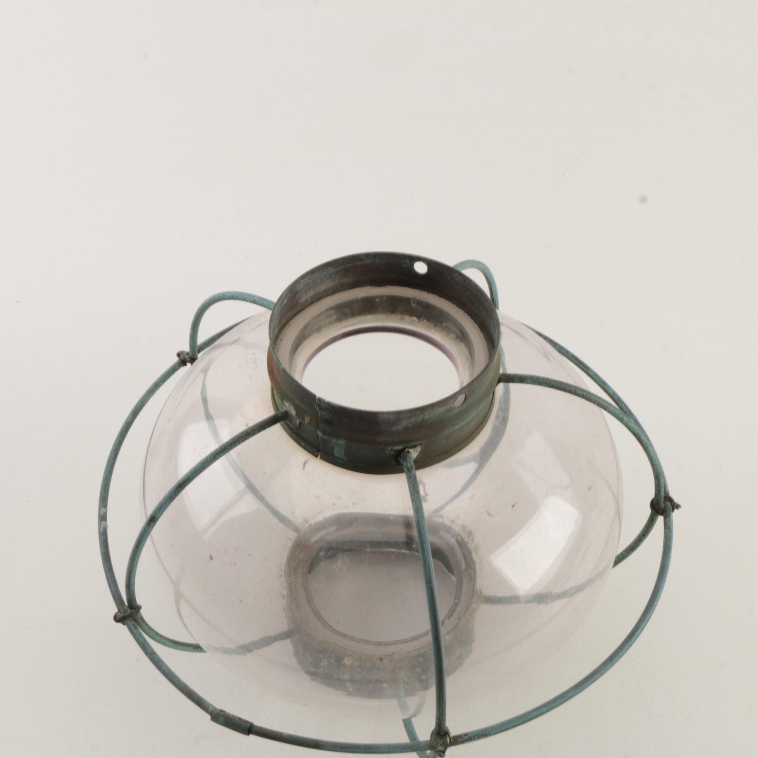Vintage Glass and Copper Onion Lantern Shade