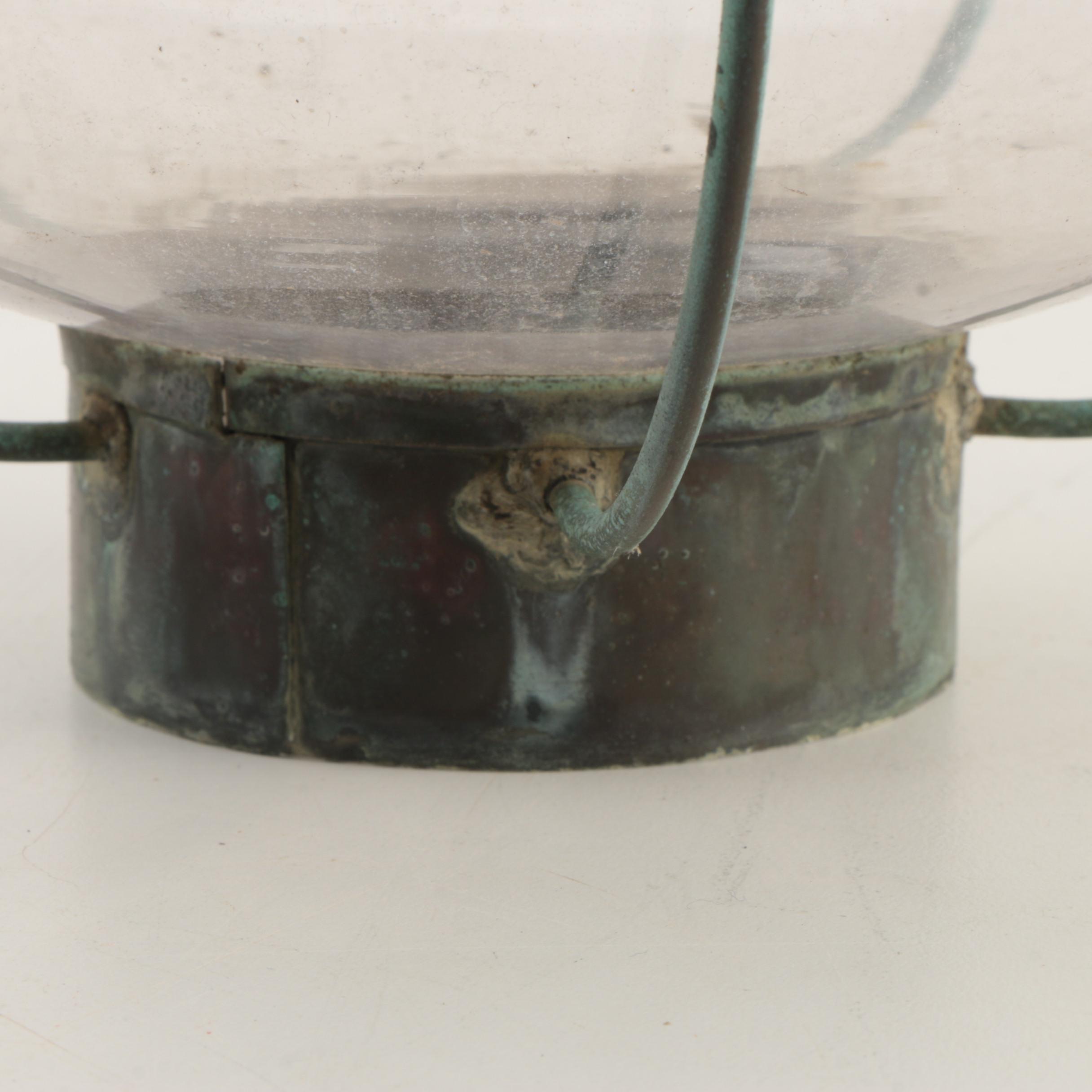 Vintage Glass and Copper Onion Lantern Shade