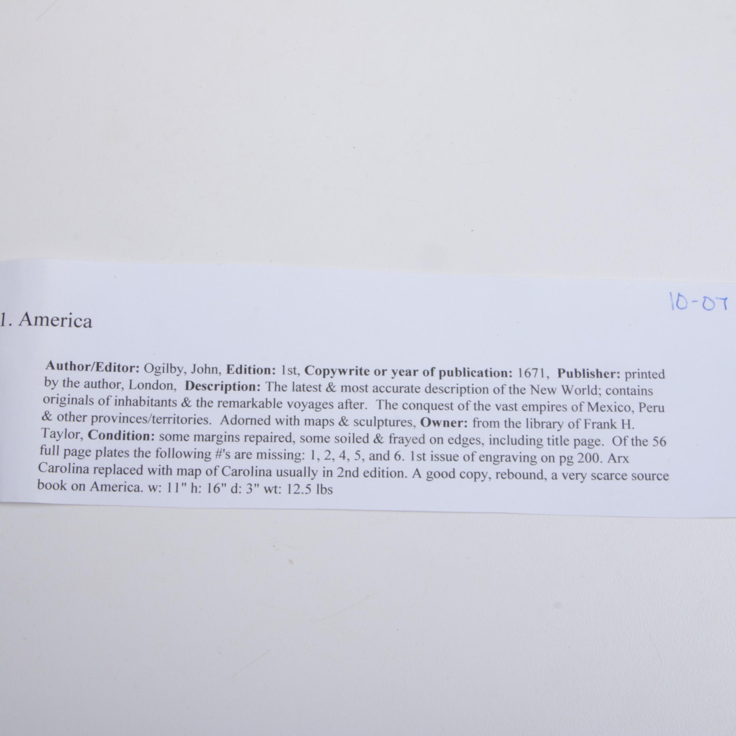 1671 "America" Book with Illustrated Maps by John Ogilby