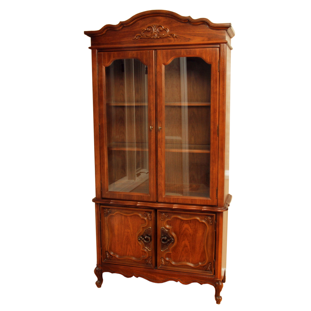 French Provincial Walnut China Cabinet