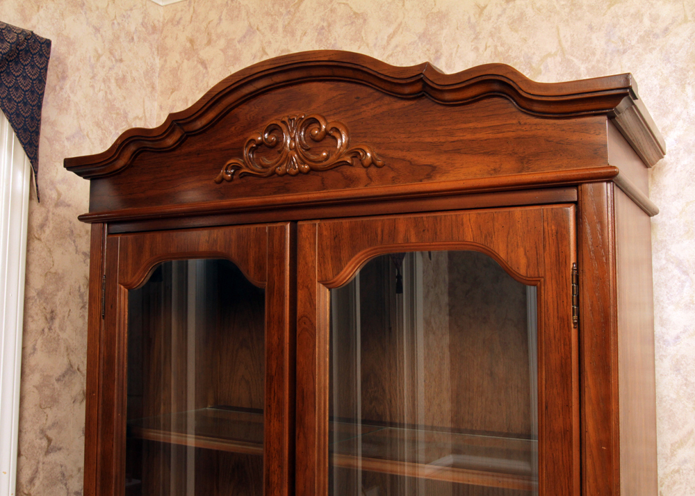 French Provincial Walnut China Cabinet