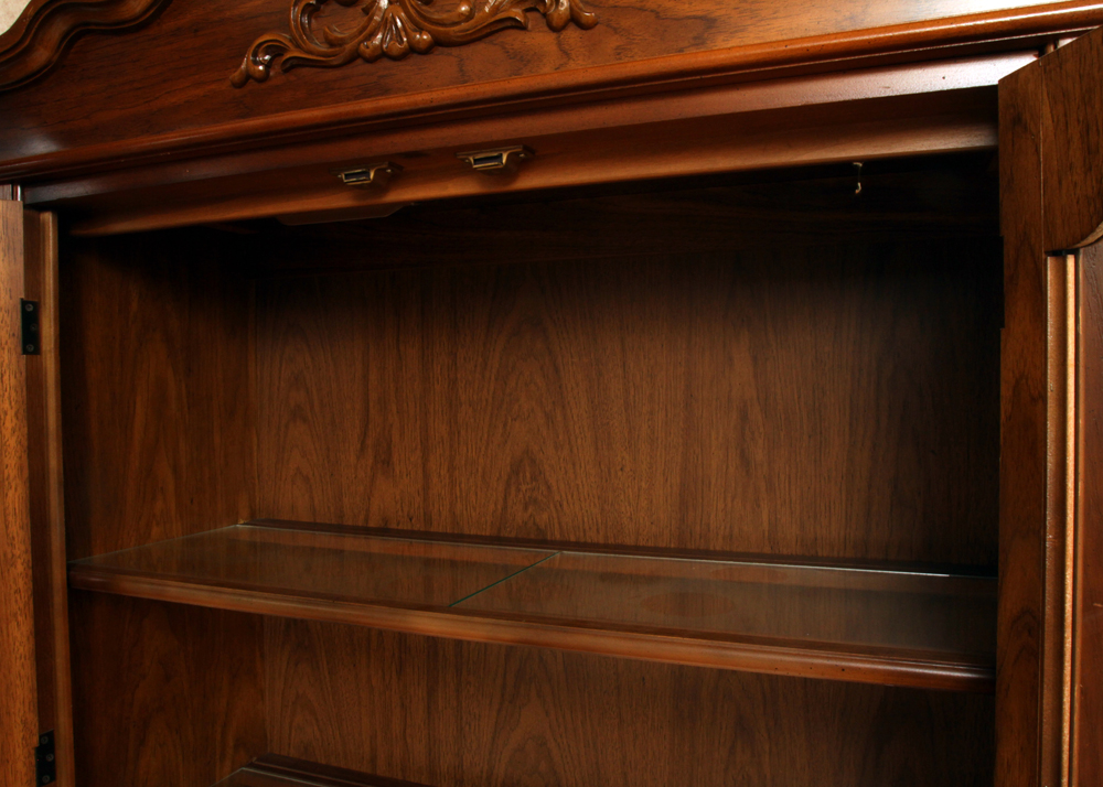 French Provincial Walnut China Cabinet