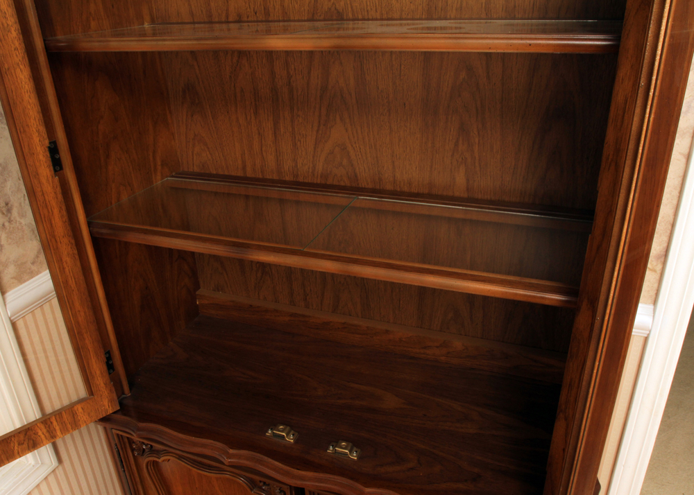 French Provincial Walnut China Cabinet