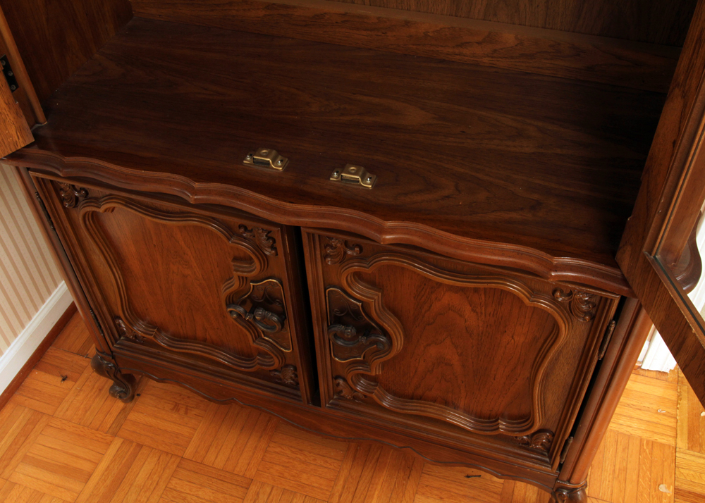 French Provincial Walnut China Cabinet