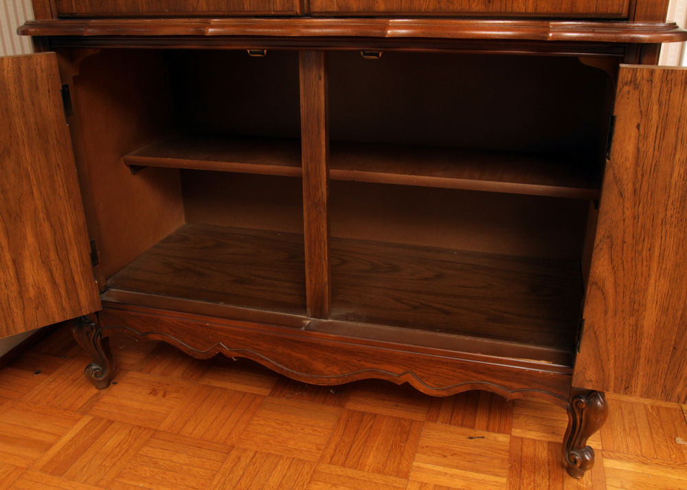French Provincial Walnut China Cabinet