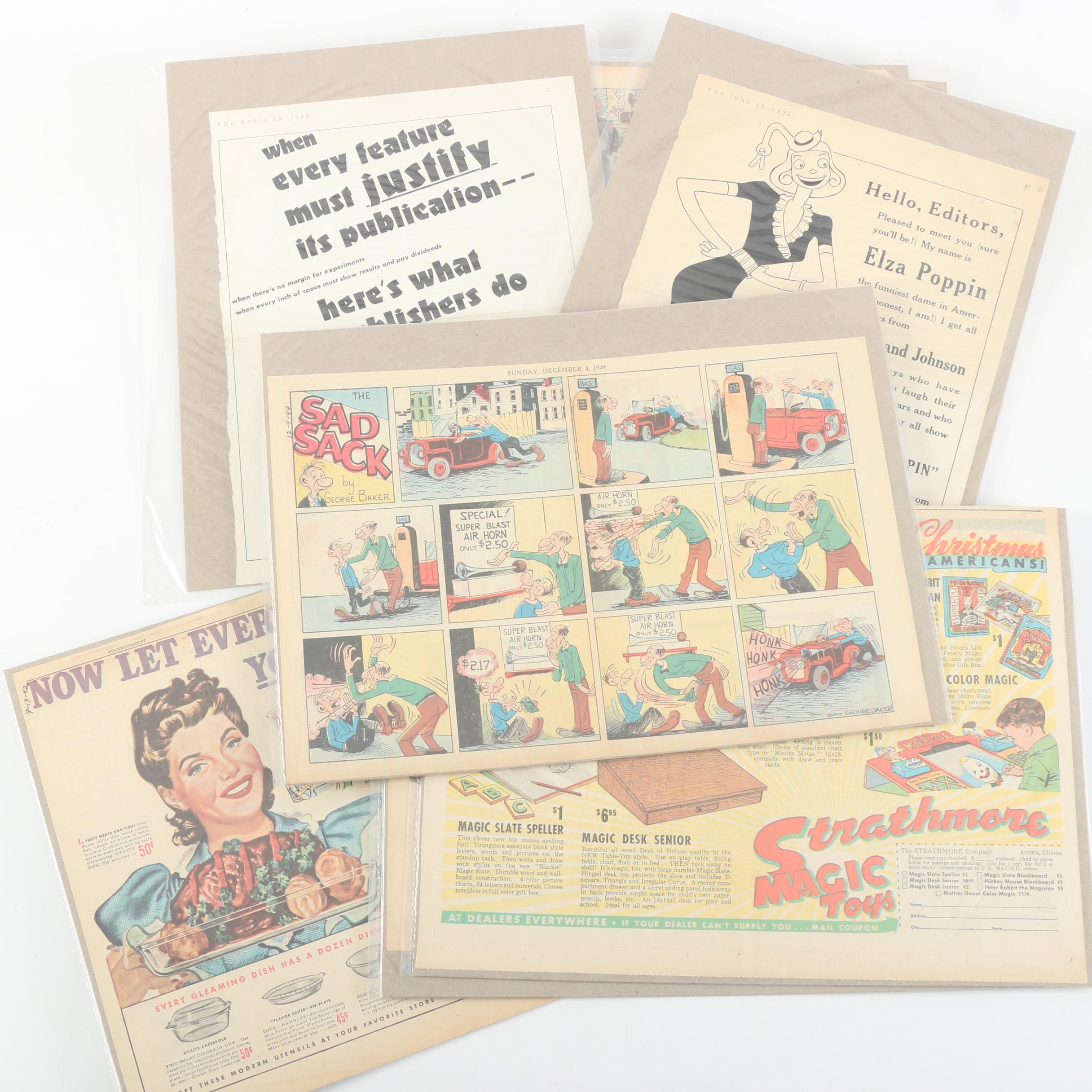 1930s–1950s Car Advertisements, Newspaper Comics and Other Ephemera