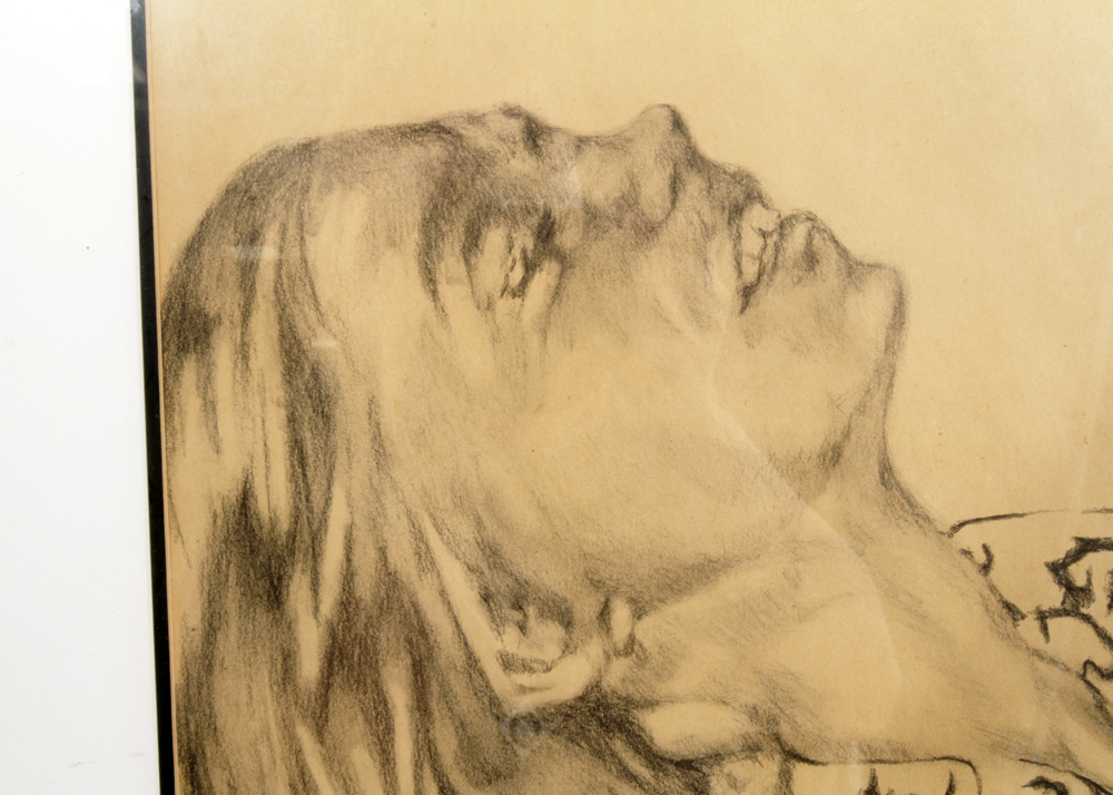 R. Brinton Crocker Charcoal Drawing "Girl and Dog"