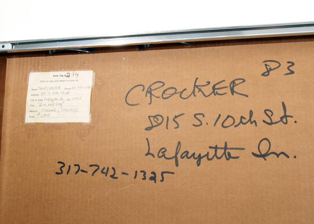 R. Brinton Crocker Charcoal Drawing "Girl and Dog"