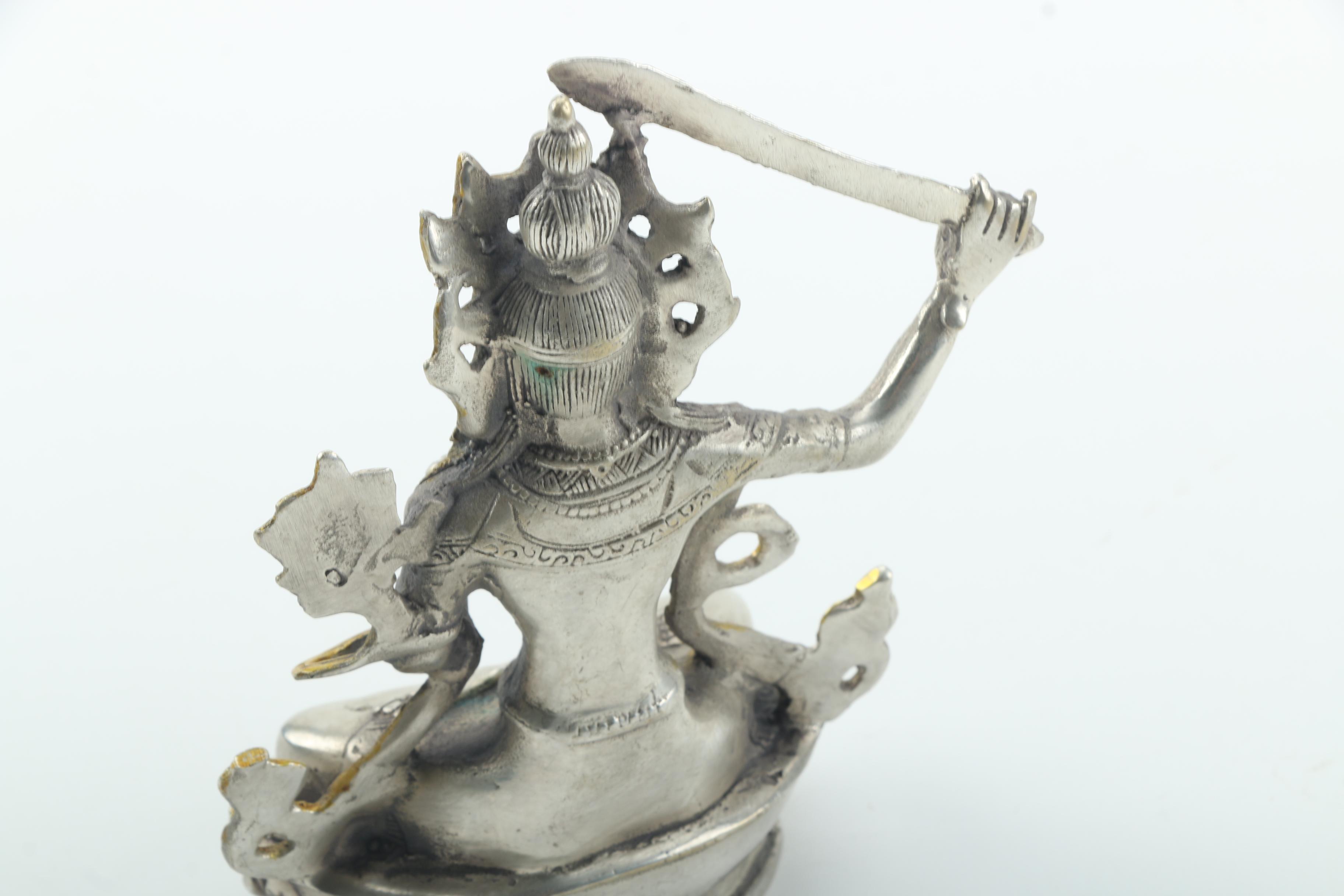 Silver and Gold Tone Manjushri Statue