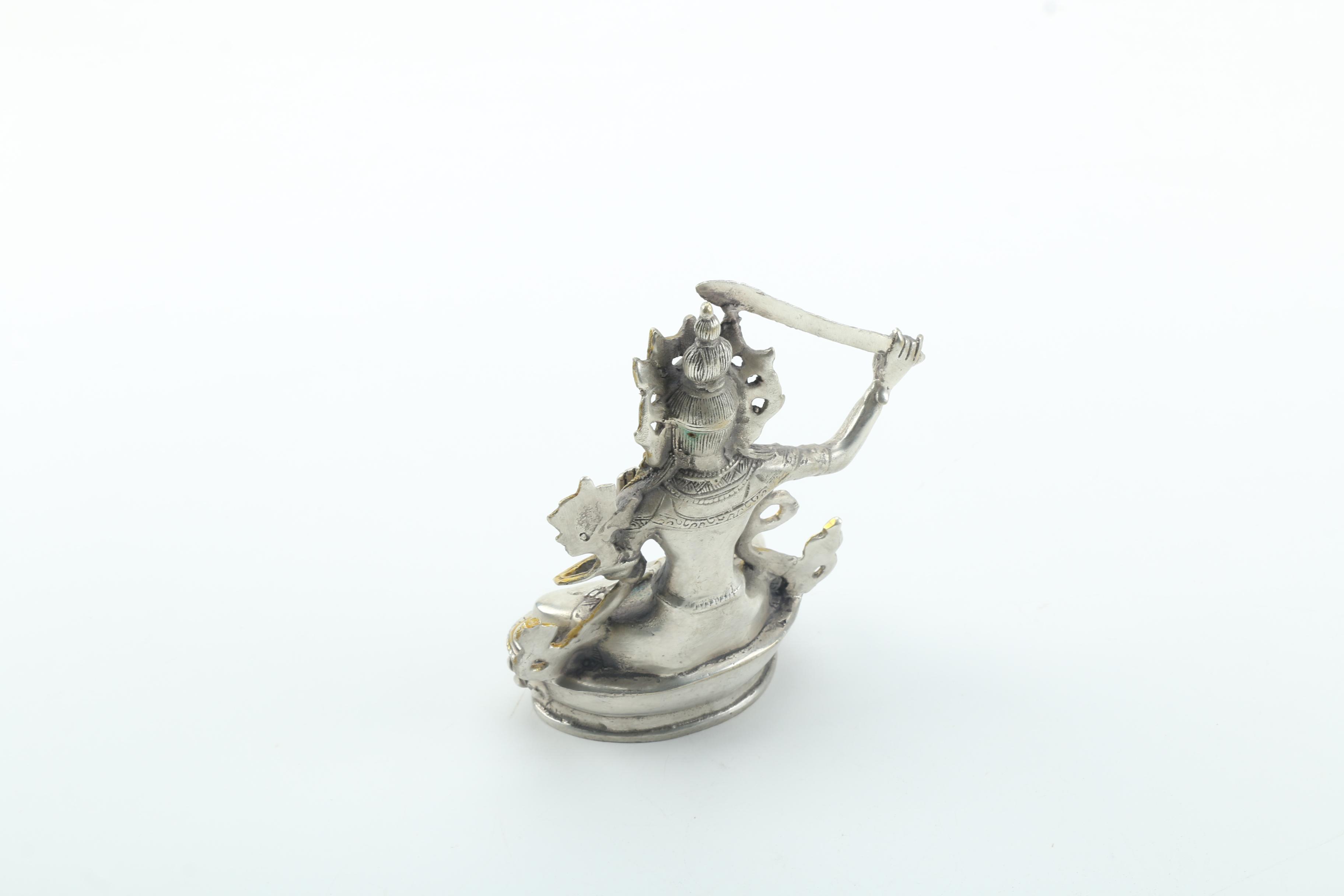 Silver and Gold Tone Manjushri Statue