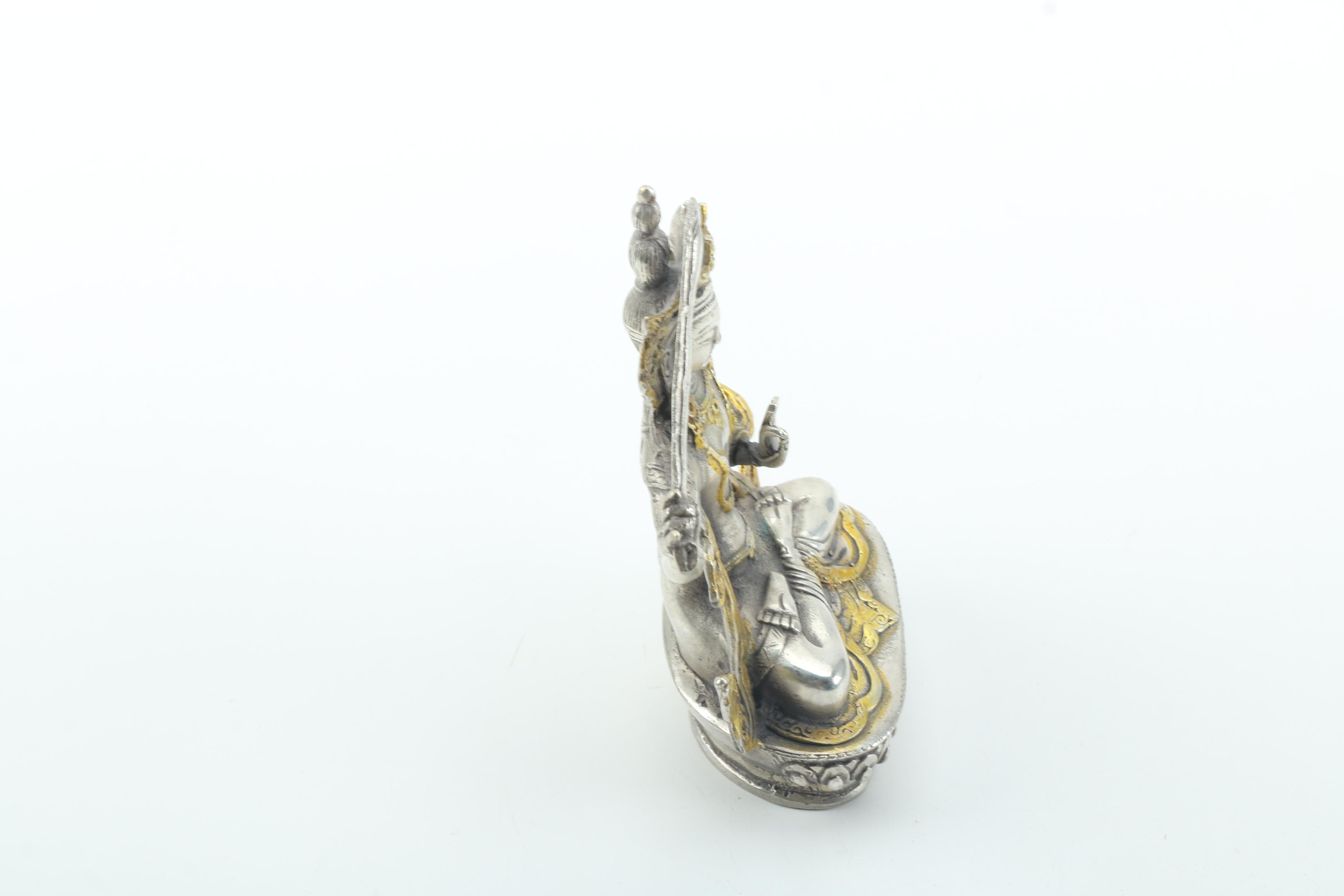Silver and Gold Tone Manjushri Statue