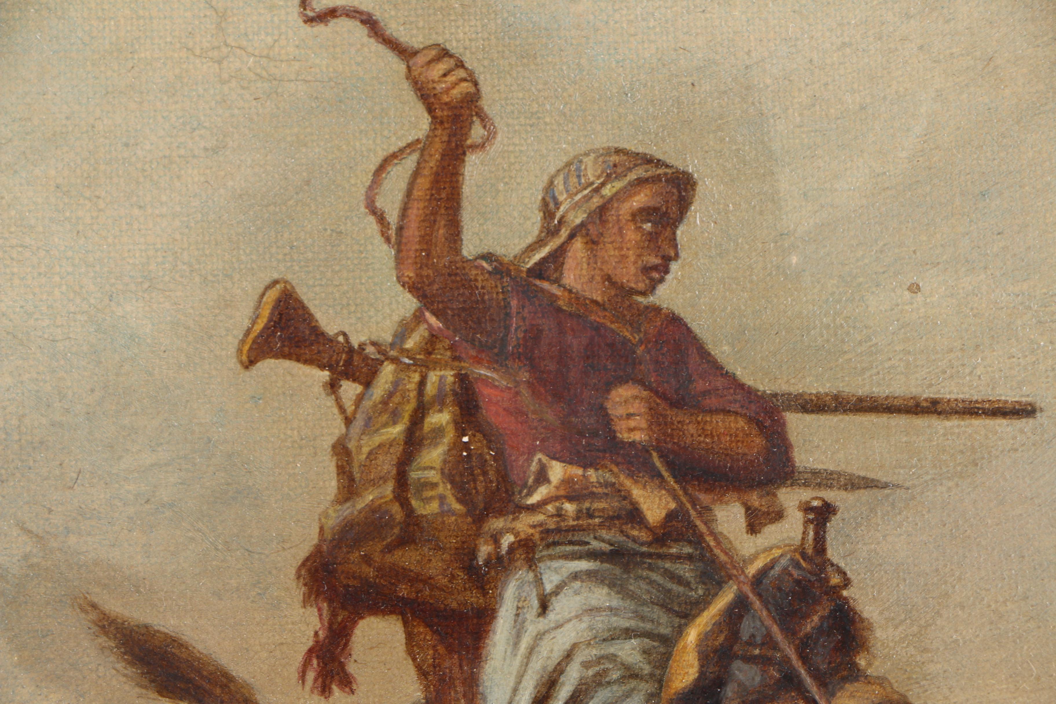 Turn-of-the-Century Orientalist Oil Painting on Canvas of Man on Camel