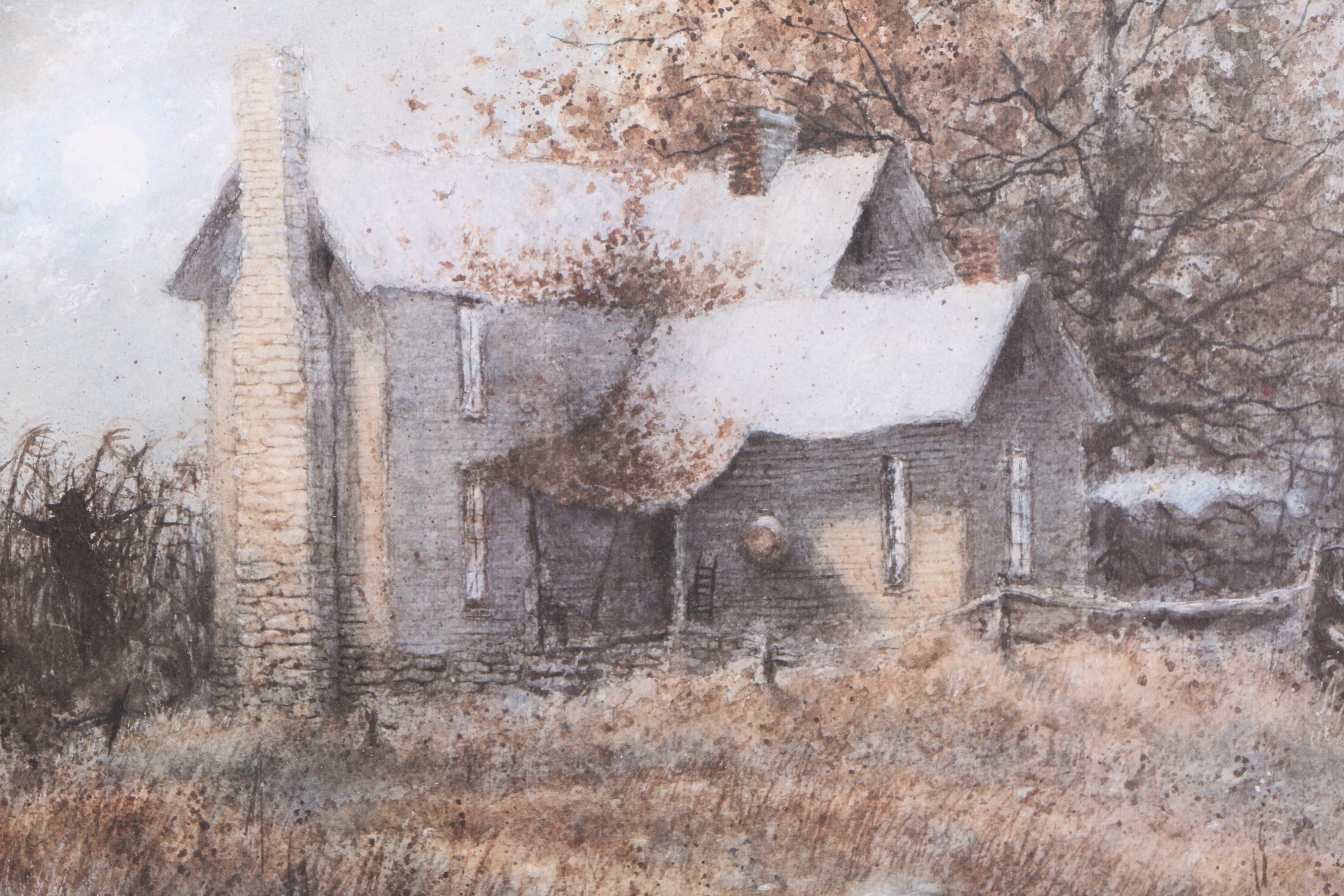 Billie Young Limited Edition Offset Lithograph of Country Home