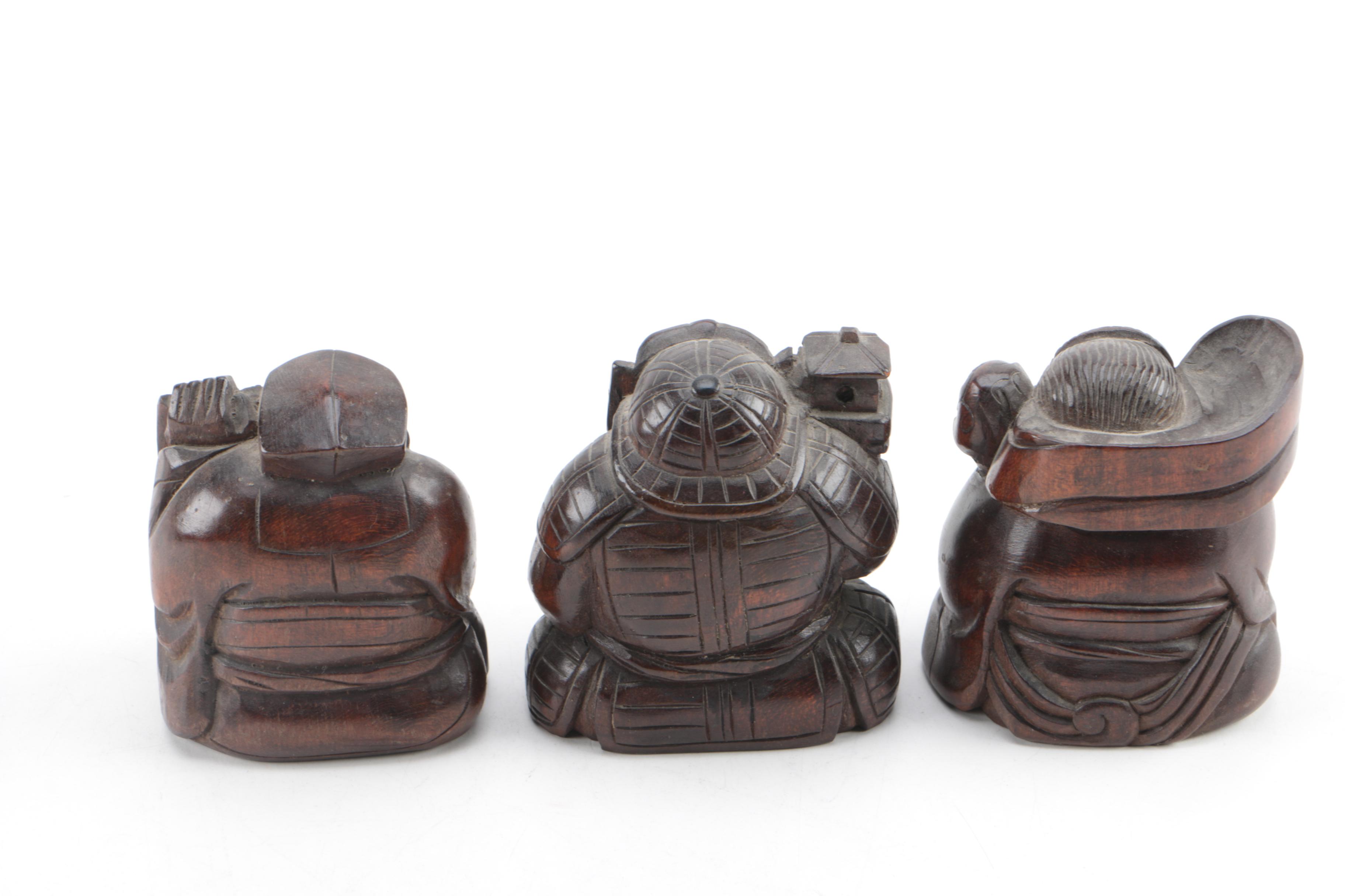 Japanese Seven Gods of Fortune Figurines on Stepped Base